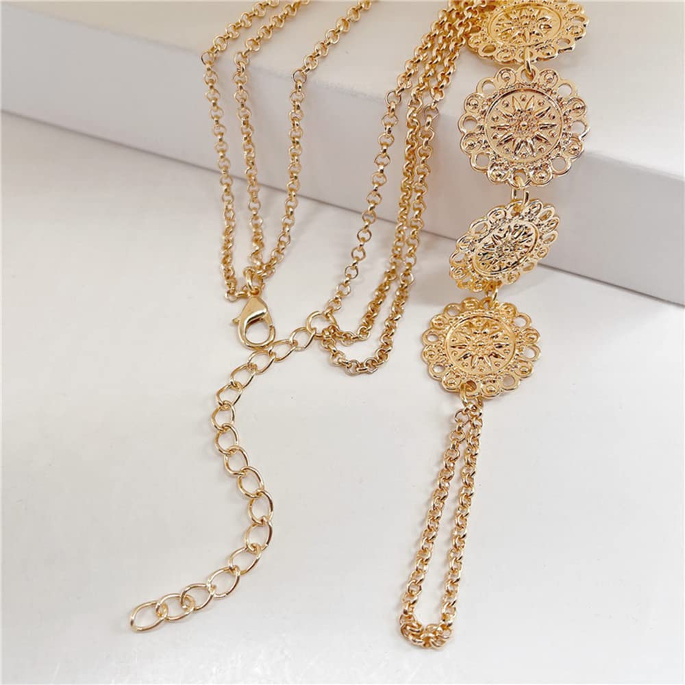 Bohemian Coin Body Chain for Women - Sexy Layered Back Necklace Jewelry, Bikini Harness Accessories for Beach, Festival & Summer Outfits