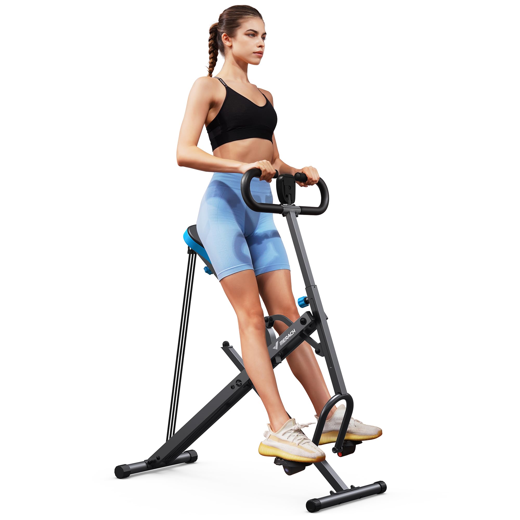 MERACH Adjustable Squat & Rowing Machine - 350 LBS Max Weight Capacity, Foldable Home Gym Equipment for Glutes & Leg Workout - Perfect for Small Spaces & Full-Body Training