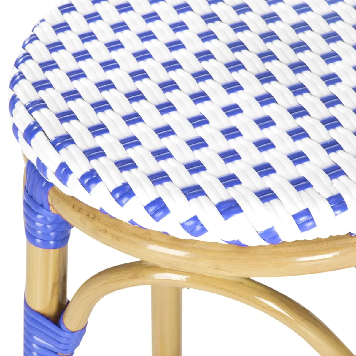 Blue and White Indoor Outdoor Bistro Bar Stool - Patio, Kitchen & Dining Room Counter Height Stool for Home & Commercial Use