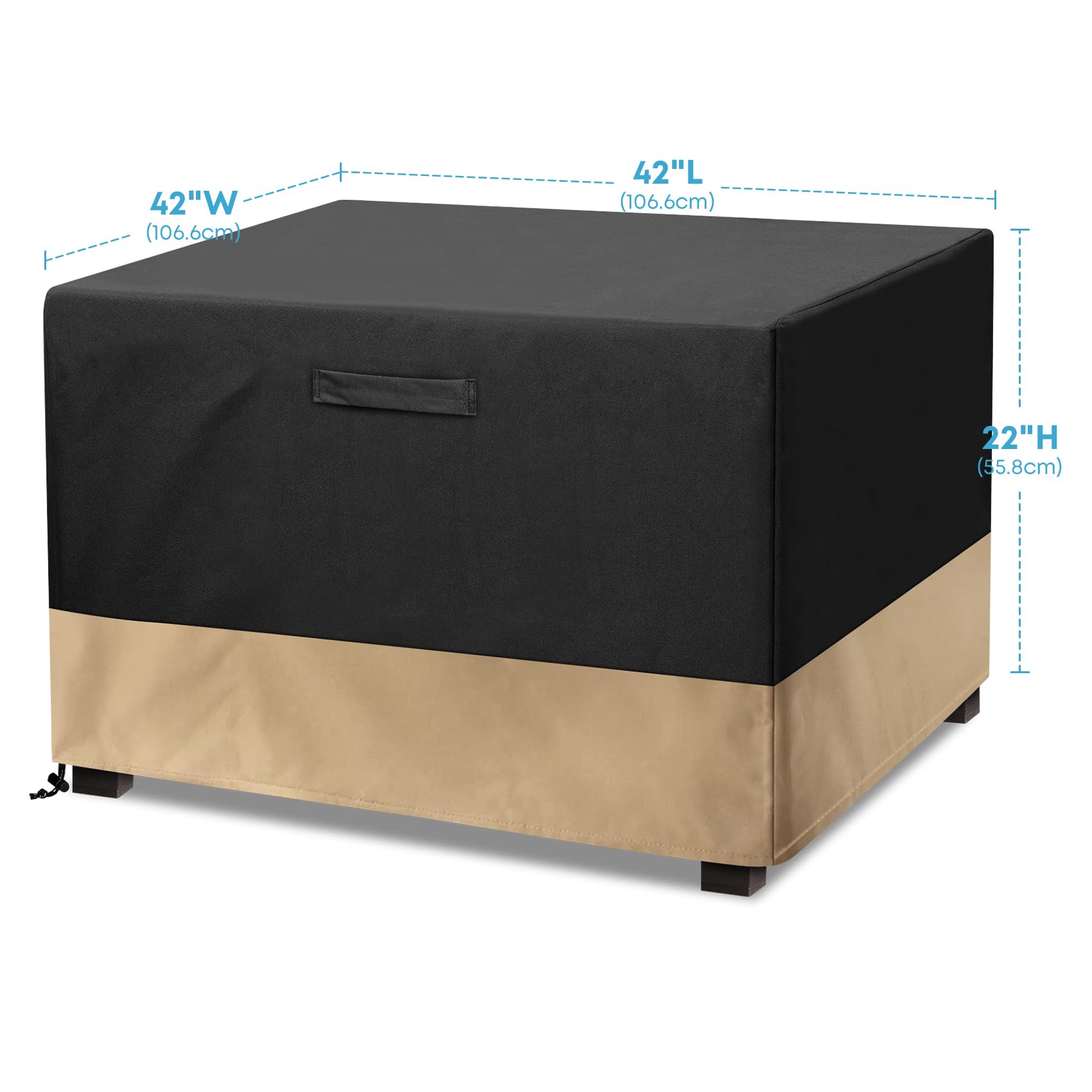 Stanbroil 42-Inch Square Fire Pit Cover - Waterproof Outdoor Fire Pit Table Cover, Fire Bowl & Patio Furniture Protector - Heavy Duty Black Weatherproof Cover for Backyard, Deck & Garden Use