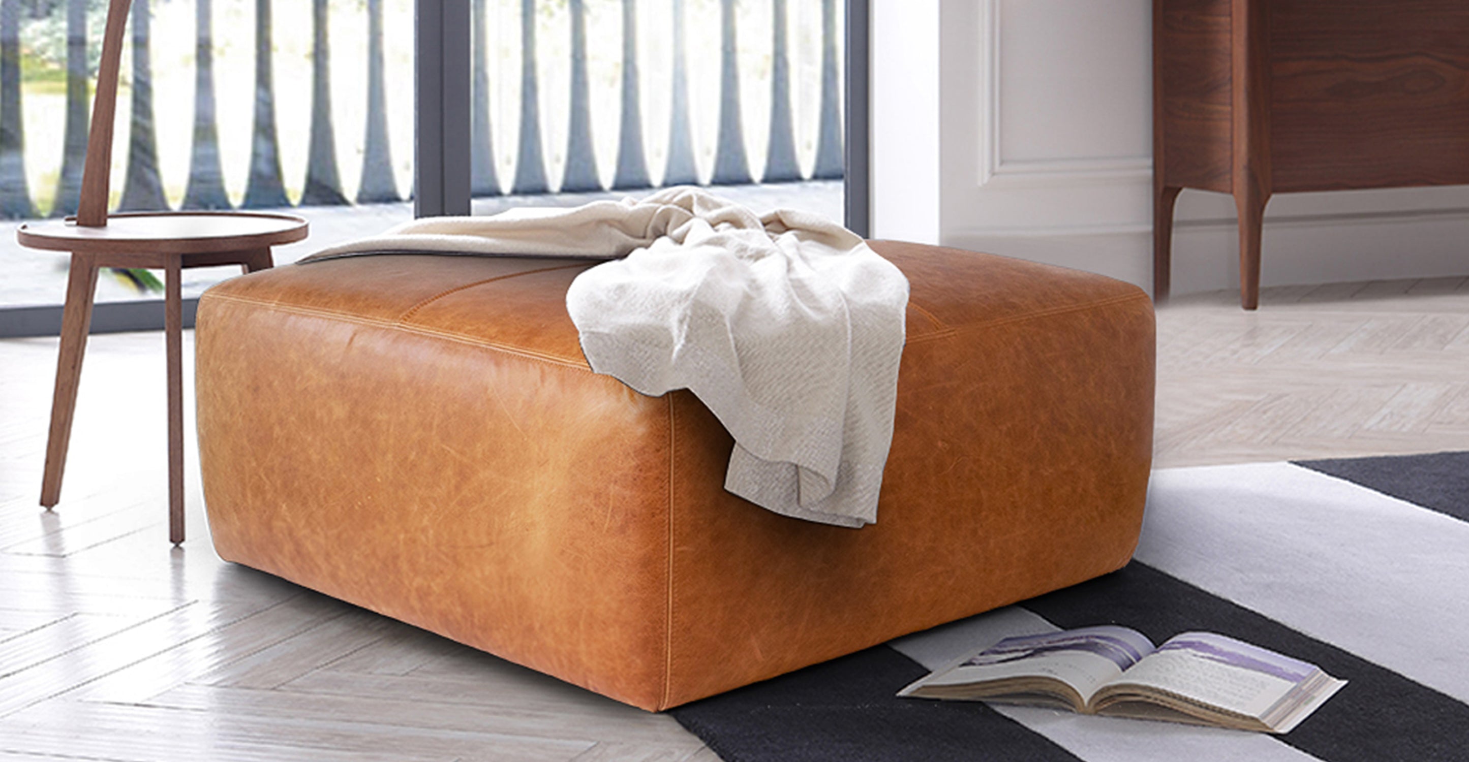 Sequoia Ottoman - Stylish and Comfortable Footstool for Living Room, Bedroom, or Office - Perfect for Relaxing, Reading, or Extra Seating