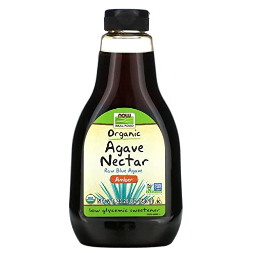 NOW Real Food Organic Agave Nectar Amber - 23.28 oz (Pack of 6) | USDA Certified Organic, Gluten-Free, Vegan Sweetener | Perfect for Baking, Coffee, Tea & Healthy Recipes