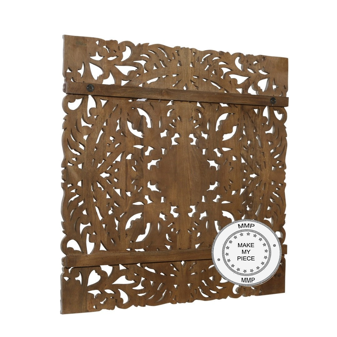 Hand Carved Indian Solid Wood Panel Bed Headboard - White | Elegant Dynasty Design for Master Bedroom & Guest Room Decor