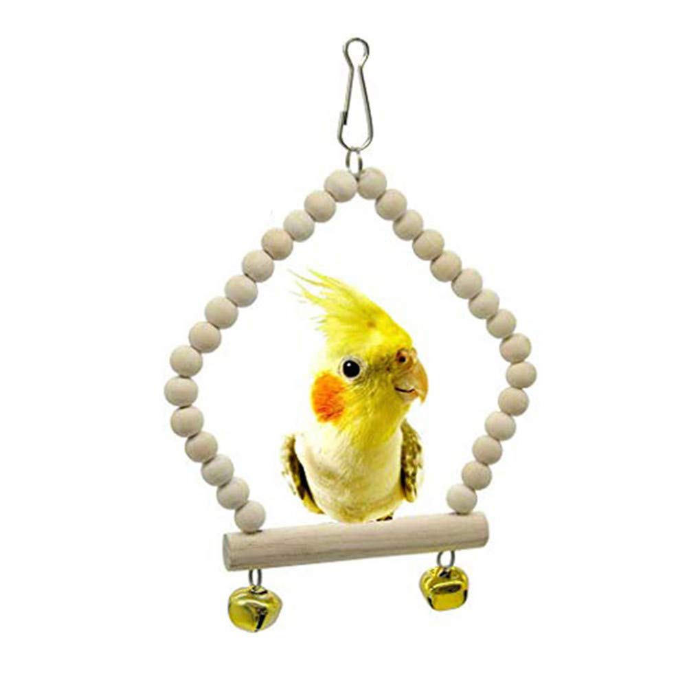 8 Pcs Natural Wood Bird Chewing Hanging Bell Toys for Budgie Cockatiel Lovebirds Parrot - Safe & Fun Small Medium Bird Toys for Cage Play & Mental Stimulation
