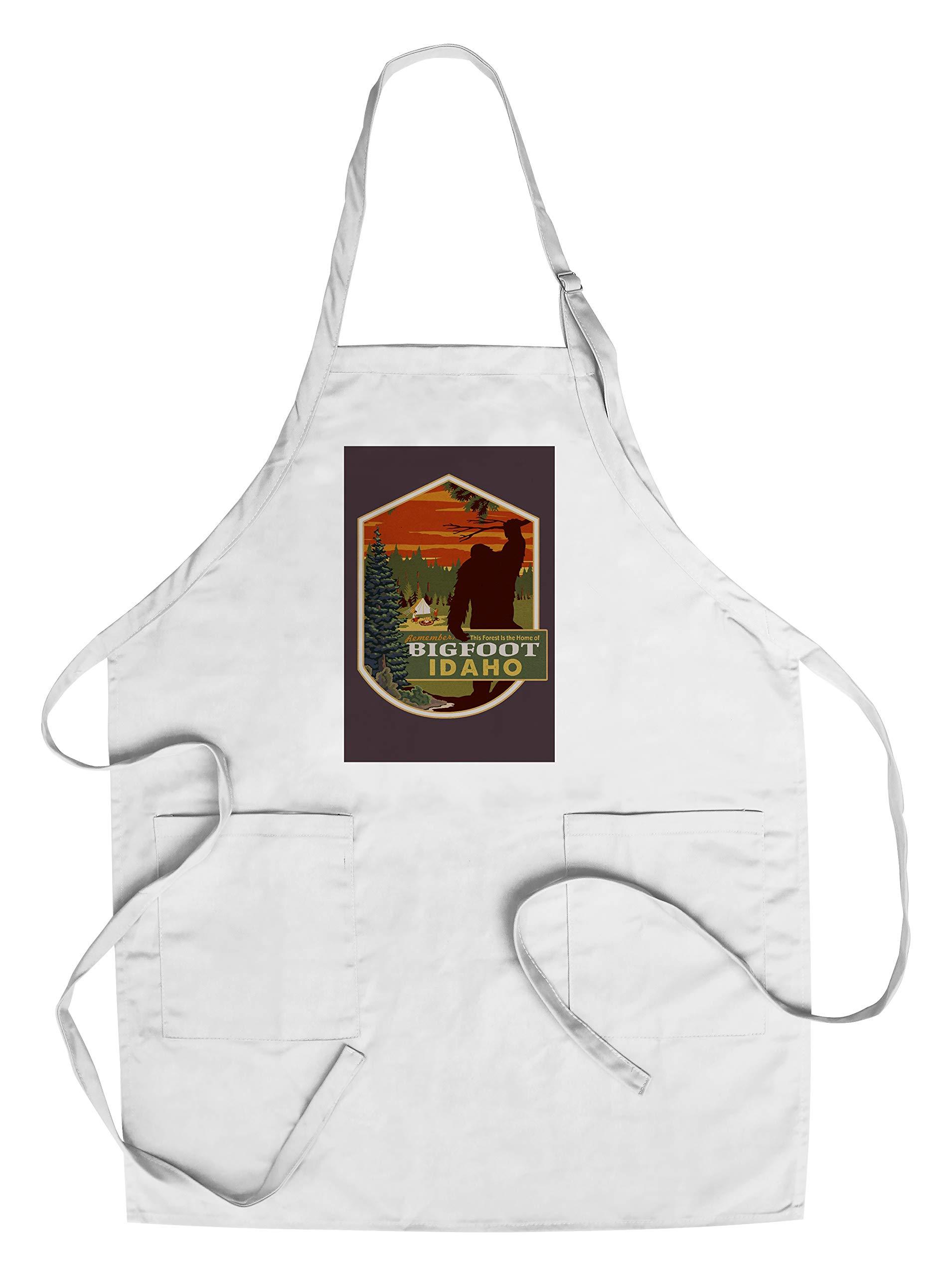Idaho Bigfoot Cotton Canvas Apron - Unisex Kitchen Cooking Baking Grilling Apron with Pockets - Perfect for BBQ, Baking & Outdoor Cooking