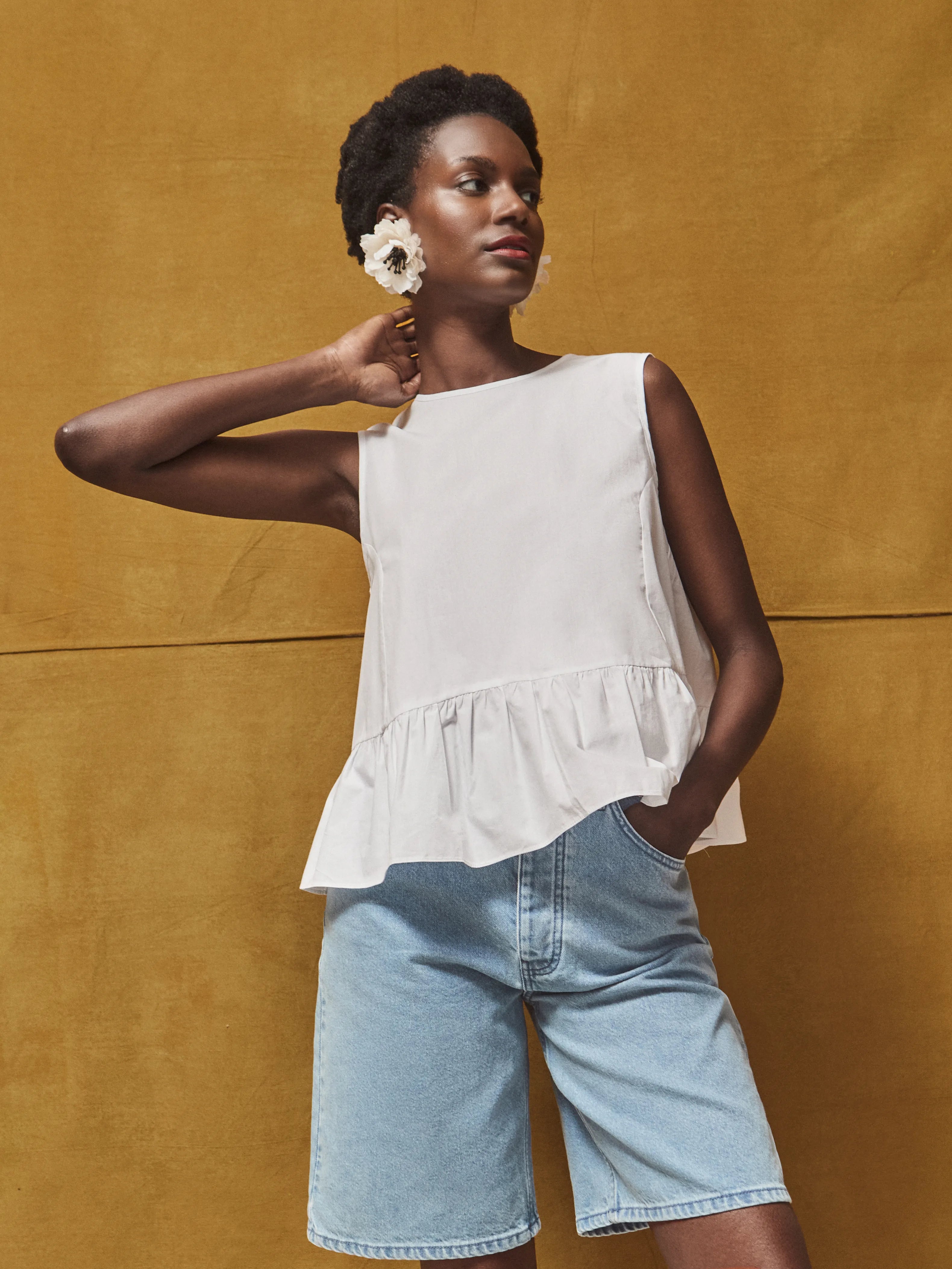 Elegant White Cotton Top with Frill Hem - Perfect for Casual Outings, Summer Dresses & Boho Fashion