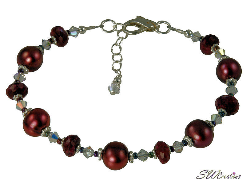 Ruby Moonstone Pearl Gemstone Bracelet for Women - Elegant Handmade Jewelry for Gifts, Wedding, Party & Everyday Wear