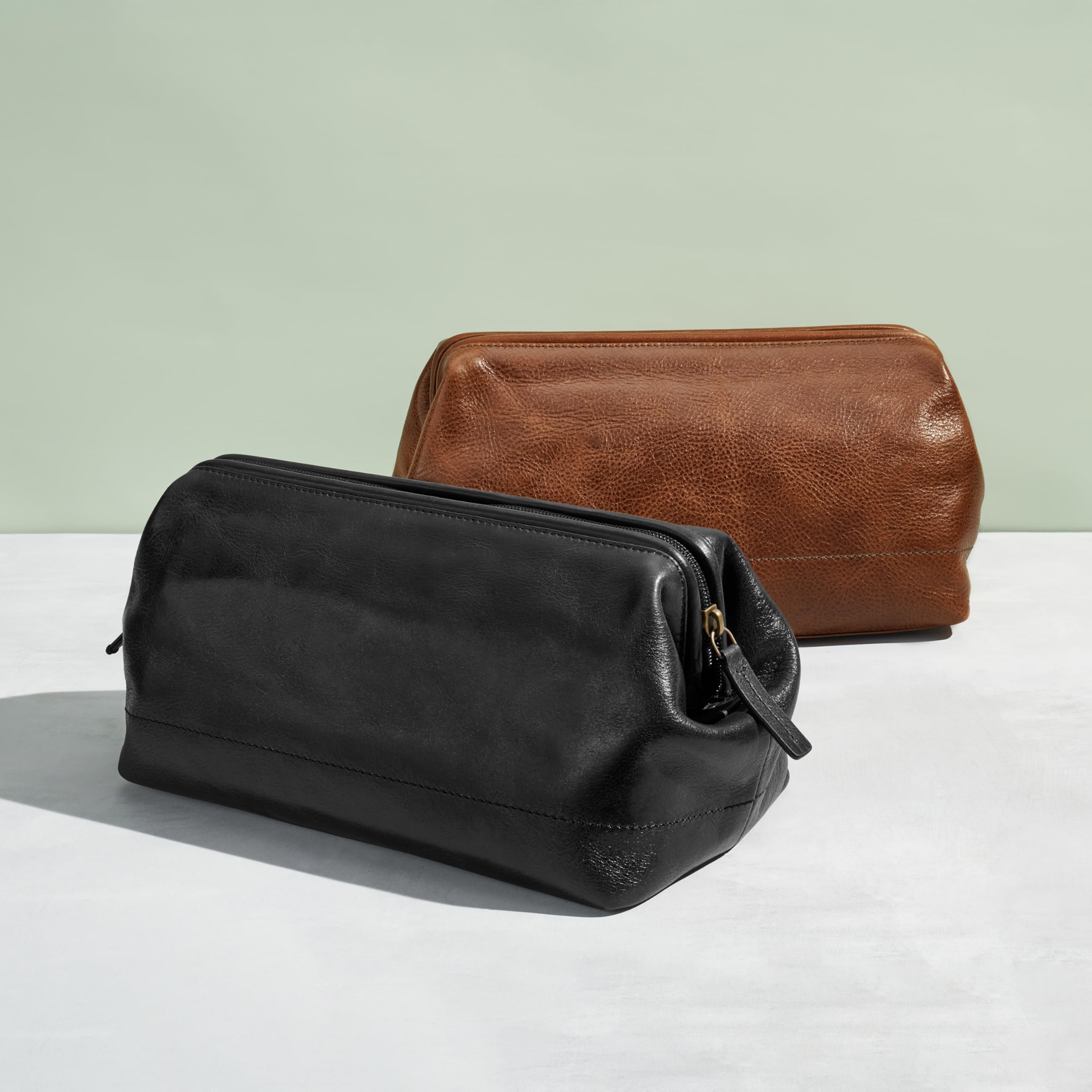 Fossil Genuine Leather Travel Toiletry Bag for Men - Premium Shaving Dopp Kit with Multiple Pockets, Black (Model MLG0724001) - Perfect for Business Trips, Gym, Camping & Weekend Getaways