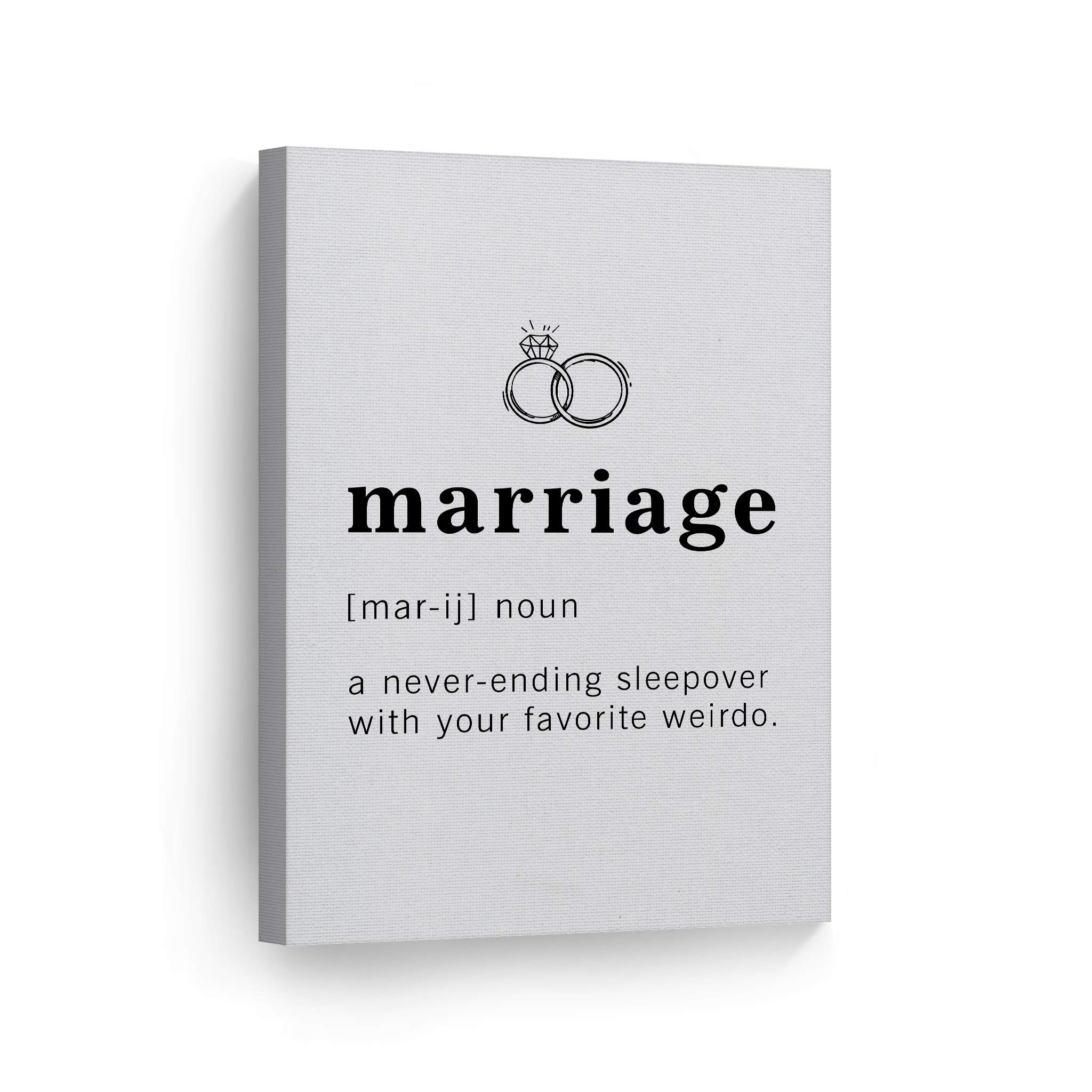 Funny Noun Dictionary Definition of Marriage Canvas Print - Inspirational Quote Wall Art for Office, Living Room, Bedroom & Bathroom - Ready to Hang Home Decor (40x30 Inches, Made in USA) - Perfect for Weddings, Anniversaries & Humorous Home Décor