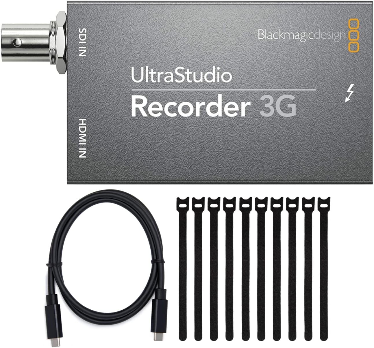 Blackmagic Design UltraStudio Recorder 3G - Professional 4K Video Capture Device with Thunderbolt 3 (40Gbps) & USB-C Cable (100W, 0.5m) - Includes 6