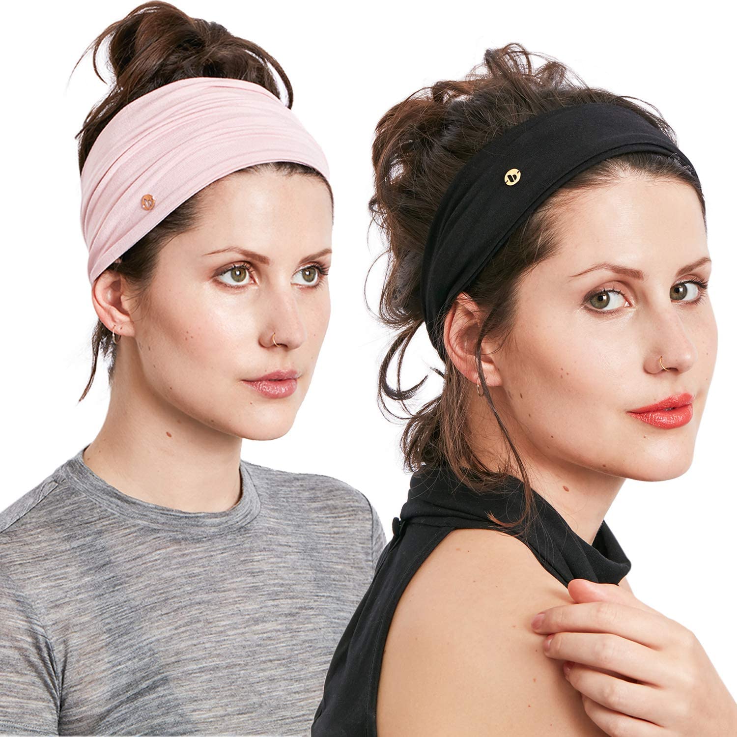 BLOM Non Slip Headbands for Women - Wide Yoga & Workout Headband - Fashionable Gym Wrap for Running, Travel & Fitness - 2 Pack - Perfect for Active Lifestyles & Everyday Wear