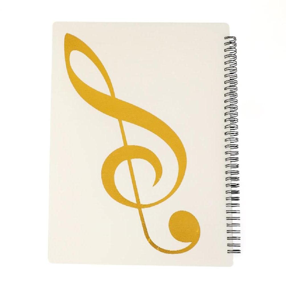 Spiral-Bound Sheet Music Folder with 20 Sleeves (40 Pages) - Waterproof A4 File Organizer for Musicians, Band Performances & Choir Singing - Durable Leather Half-Sheet Binder for Office & Music School Use