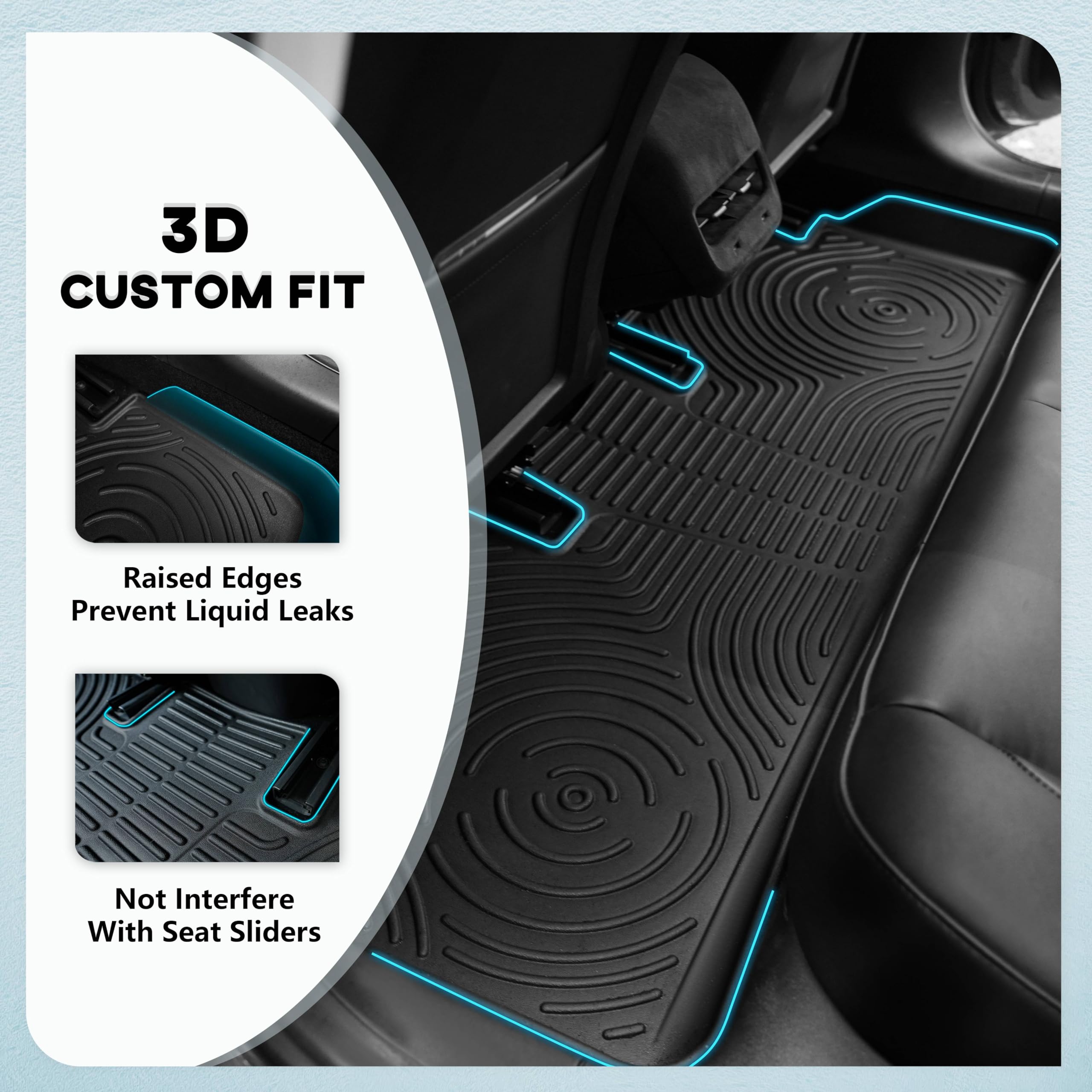 Premium 6PCS All-Weather TPE Floor Mats for Tesla Model 3 (2021-2023) - Front & Rear Seat Covers with Frunk, Sub-Trunk & Cargo Liners - Perfect for Daily Commute, Road Trips & Winter Protection