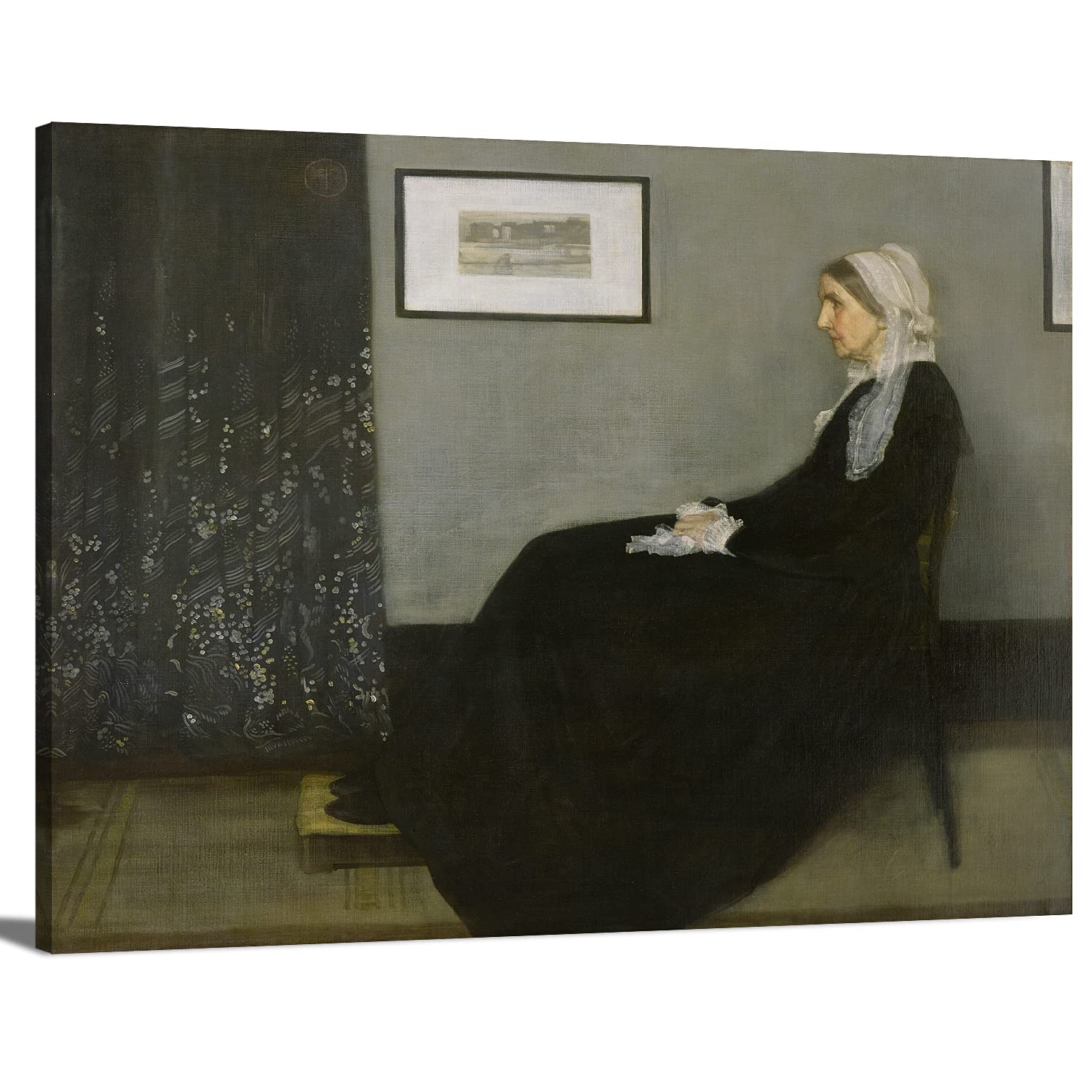 Whistler’s Mother 1871 by James Abbott McNeill Whistler - Classic Fine Art Canvas Print Reproduction - Gallery Wrapped Wall Art for Living Room, Bedroom & Office Decor - Vintage Home Decor Gift Idea