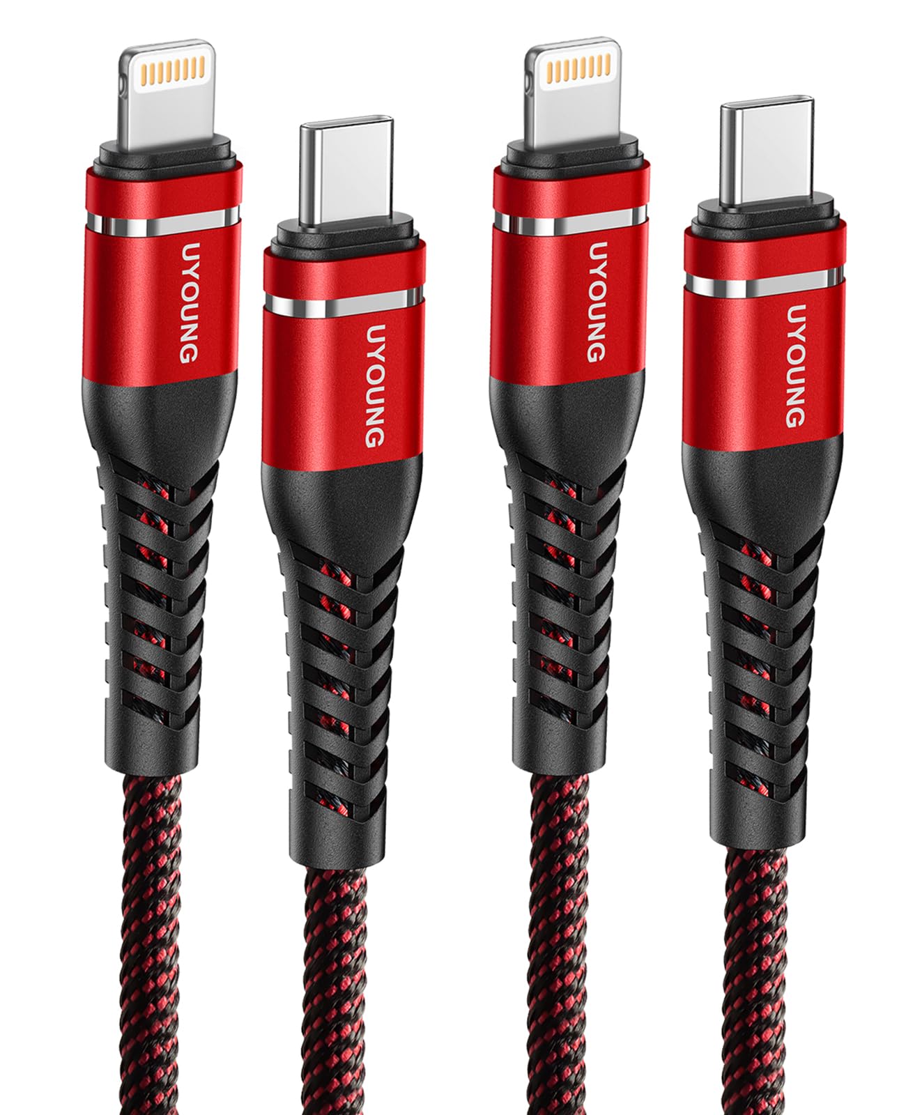 MFi Certified USB C to Lightning Cable 6FT - Fast Charging iPhone Charger Cord 2 Pack, Nylon Braided Durable Cable Compatible with iPhone 14/13/12/11/XS/XR/X/8 & iPad - Perfect for Home, Office and Travel Charging