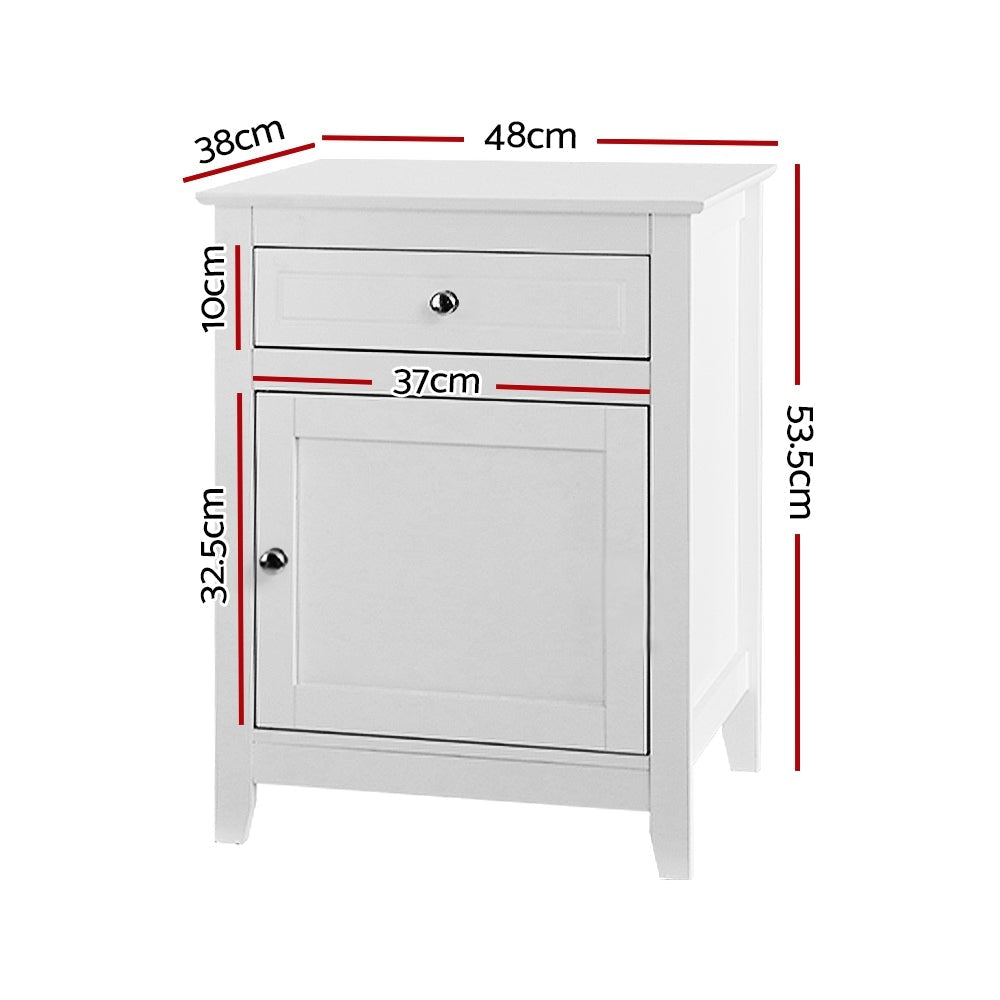 Modern White Nightstand with Large Storage Drawers - Bedside Cabinet with Lamp Shelf for Bedroom, Living Room & Office Organization