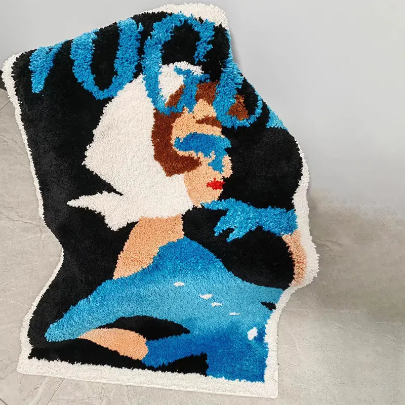 Stylish A La Mode Magazine Tufted Rug - Soft Bohemian Chic Home Decor for Living Room, Bedroom & Office