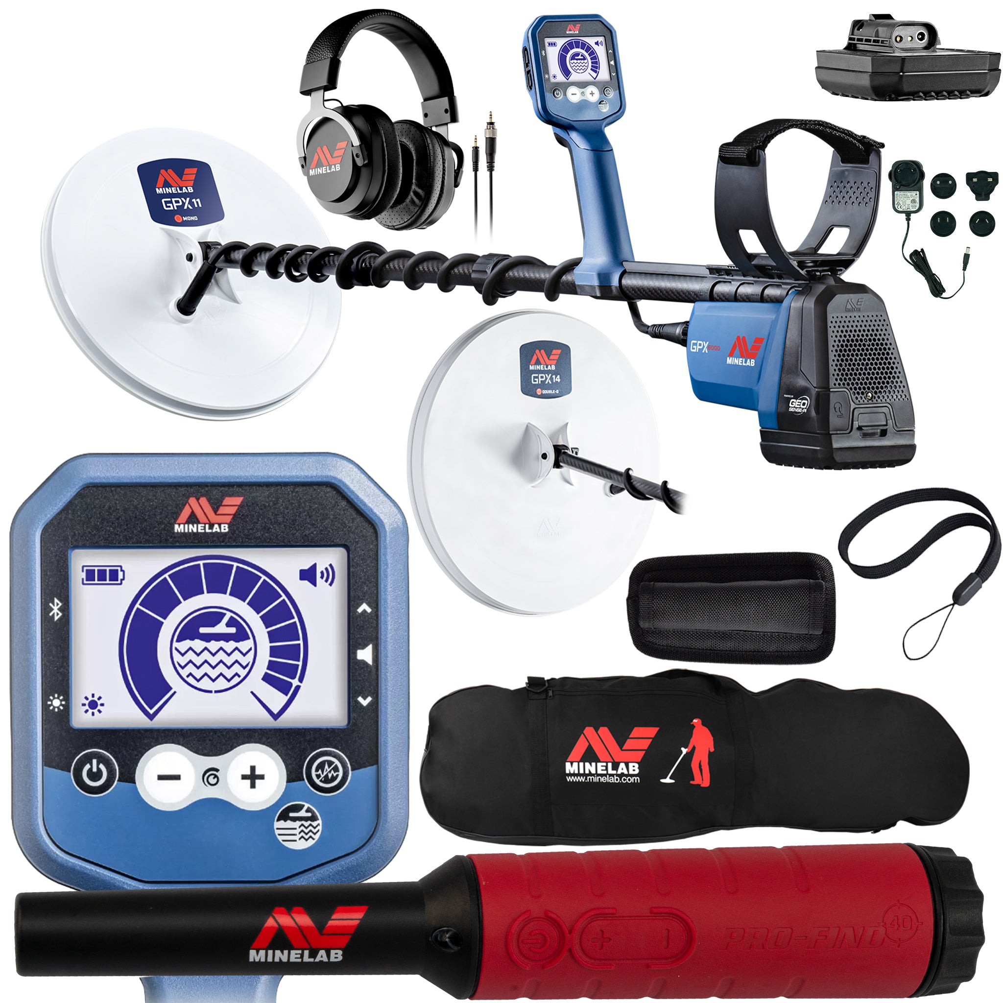 Minelab GPX 6000 Professional Gold Metal Detector Kit with Pro Find 40 Pinpointer & Carry Bag - Perfect for Treasure Hunting, Beach Combing & Outdoor Adventures