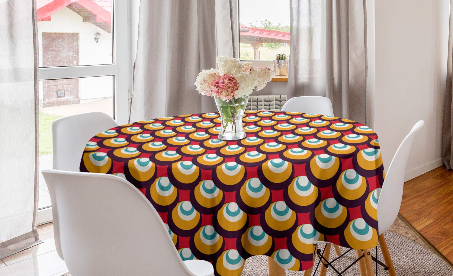 Lunarable Geometric Round Tablecloth 60