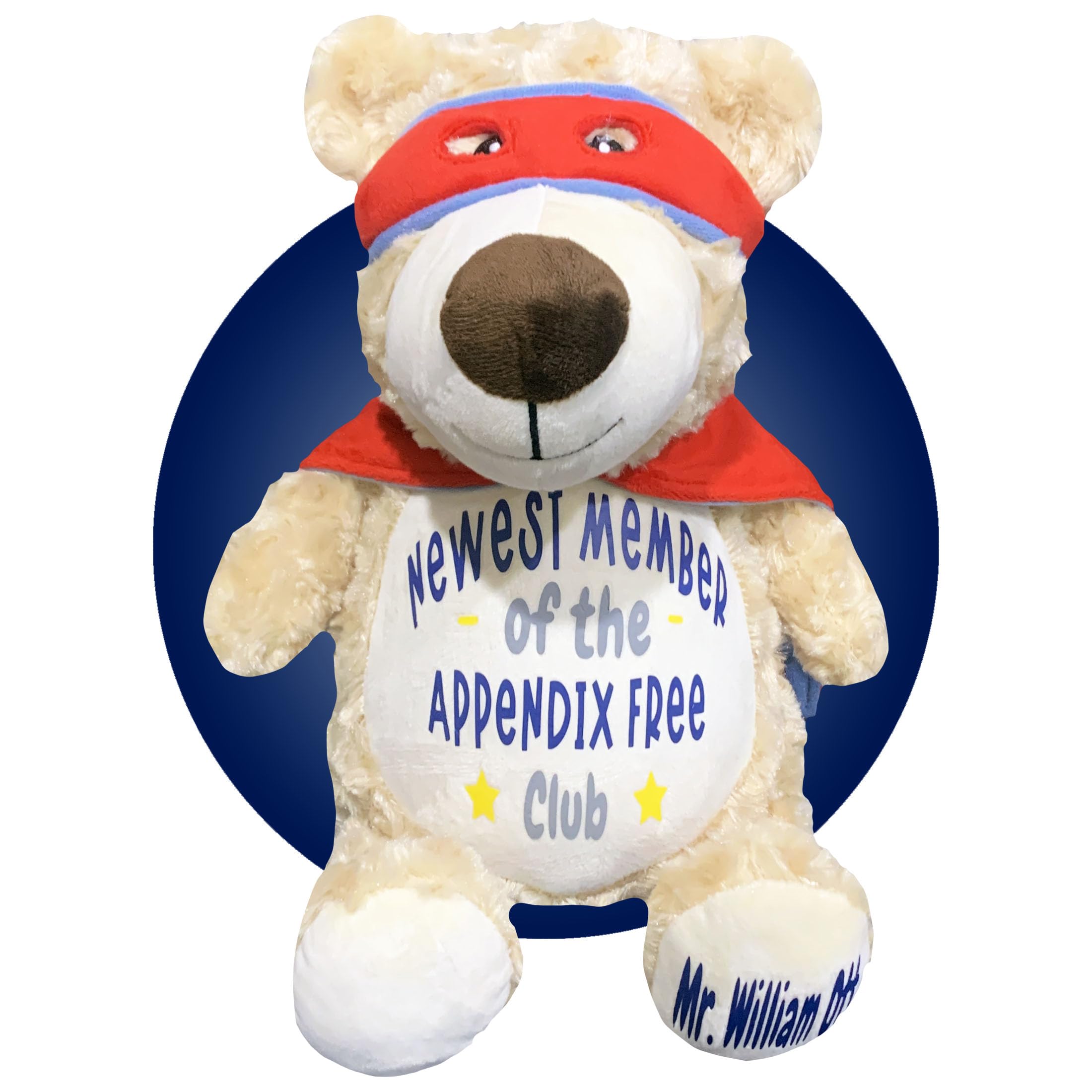 Personalized Appendix Plush Toy - Superhero Bear Stuffed Animal for Appendix Surgery Recovery & Get Well Soon Gifts | Appendectomy Comfort Gift for Kids & Adults | Perfect Post-Surgery Gift for Hospital Stay & Recovery at Home