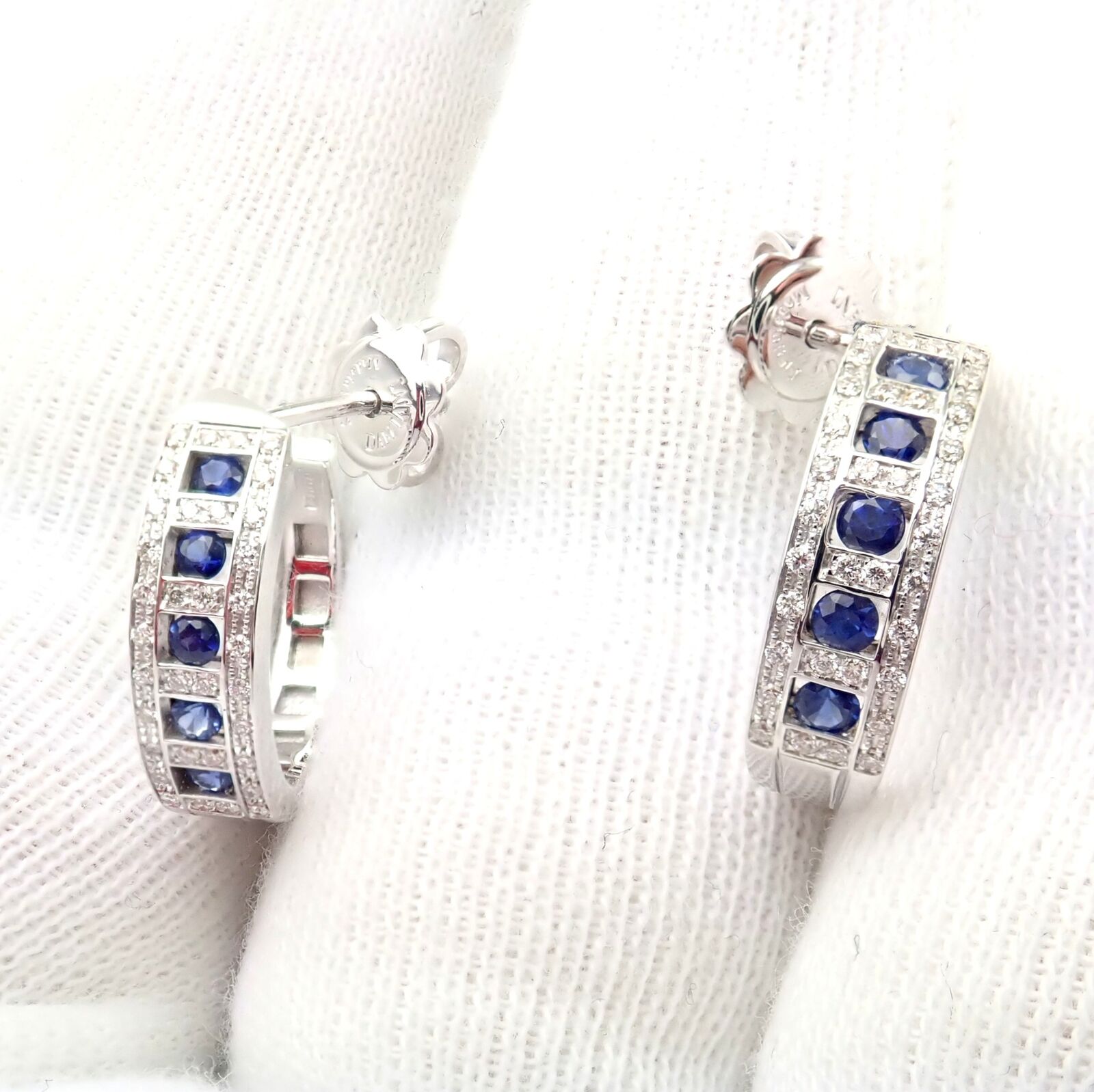 Authentic Damiani 18K White Gold Diamond & Sapphire Belle Epoque Earrings - Luxury Jewelry for Weddings, Anniversaries & Special Occasions