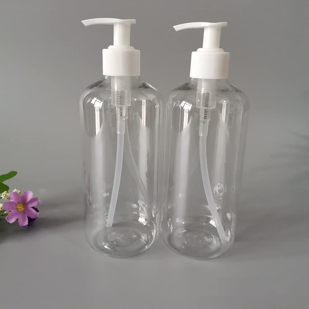 VALINK 1/3 Pack 500ml Refillable Shampoo Bottles with Pump - Clear Plastic Empty Lotion Dispenser for Shampoo, Conditioner, Liquid Soap & Essential Oils - Perfect for Travel, Bathroom Storage & Salon Use