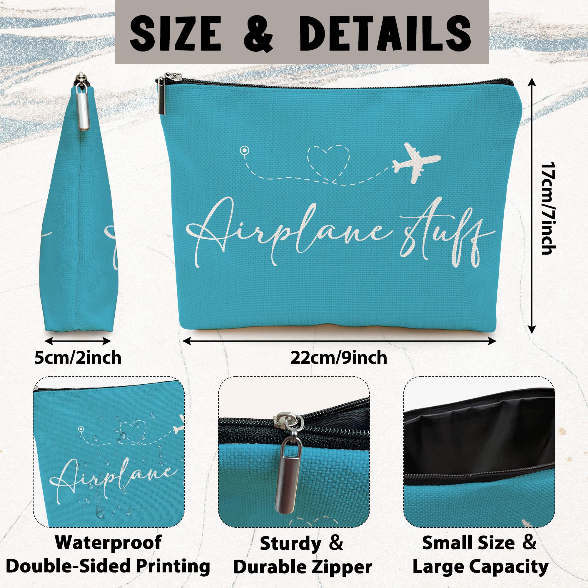 Stylish Airplane Travel Makeup Bag for Women - Perfect Cosmetic Organizer with Zipper for Purse | Great Birthday Gift for Mom, Christmas Present for Sister/Daughter, Bridesmaid & Friendship Gift | Ideal for Travel, Weekend Getaways & Daily Use