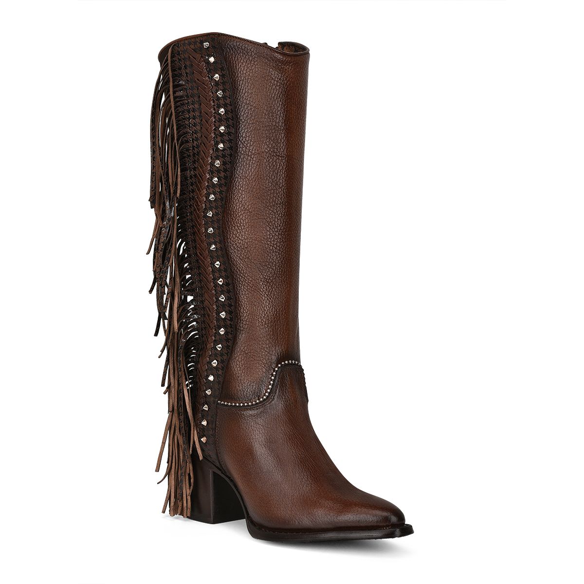 4Q03RS Women's Brown Western Cowgirl Cowhide Leather Strapped Boots – Stylish & Durable for Rodeo, Country Dancing & Everyday Wear