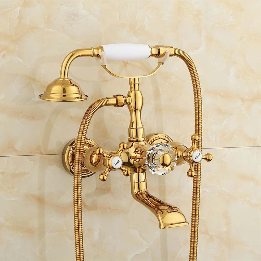 Vintage Golden Hot and Cold Water Faucet - European Style Shower Set for Bathtub | Perfect for Bathroom Renovation & Luxury Spa Experience