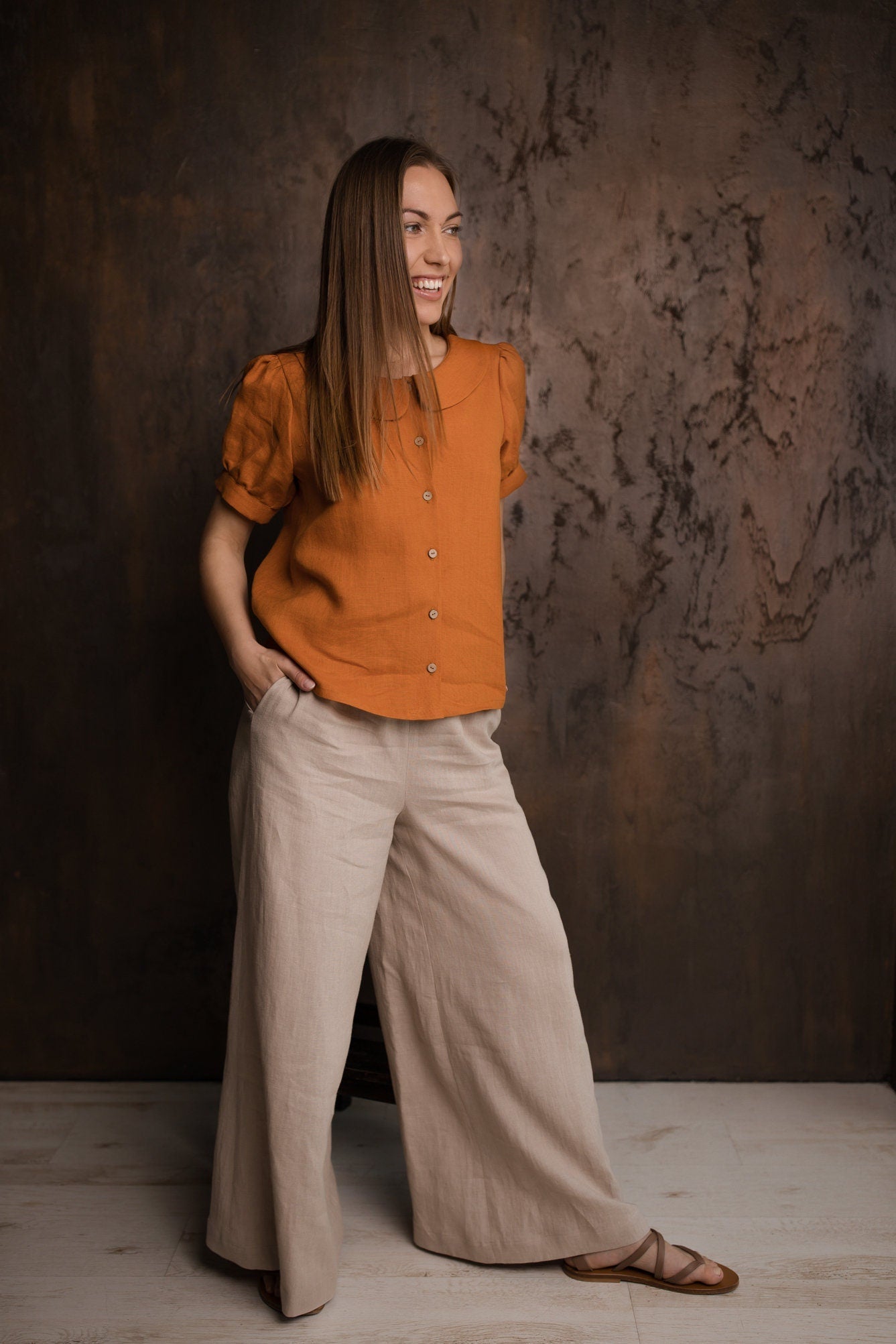 Linen Oversized Button Down Shirt for Women - MARIA Relaxed Fit Long Sleeve Blouse | Perfect for Casual Wear, Office Outfits & Summer Vacation