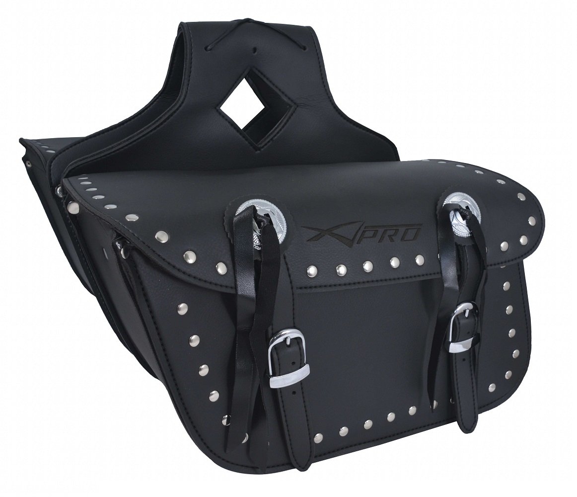 Leather Motorcycle Saddle Bags - Durable Throw Over Pair for Harley, Cruiser & Touring Bikes - Perfect for Road Trips & Daily Commuting