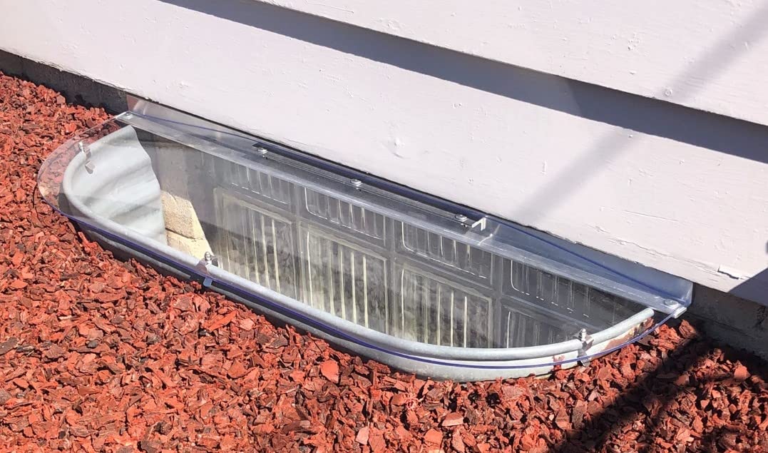 UV-Resistant Clear Polycarbonate Window Well Covers - Heavy Duty Sloped Elongated Basement Window Well Covers (40