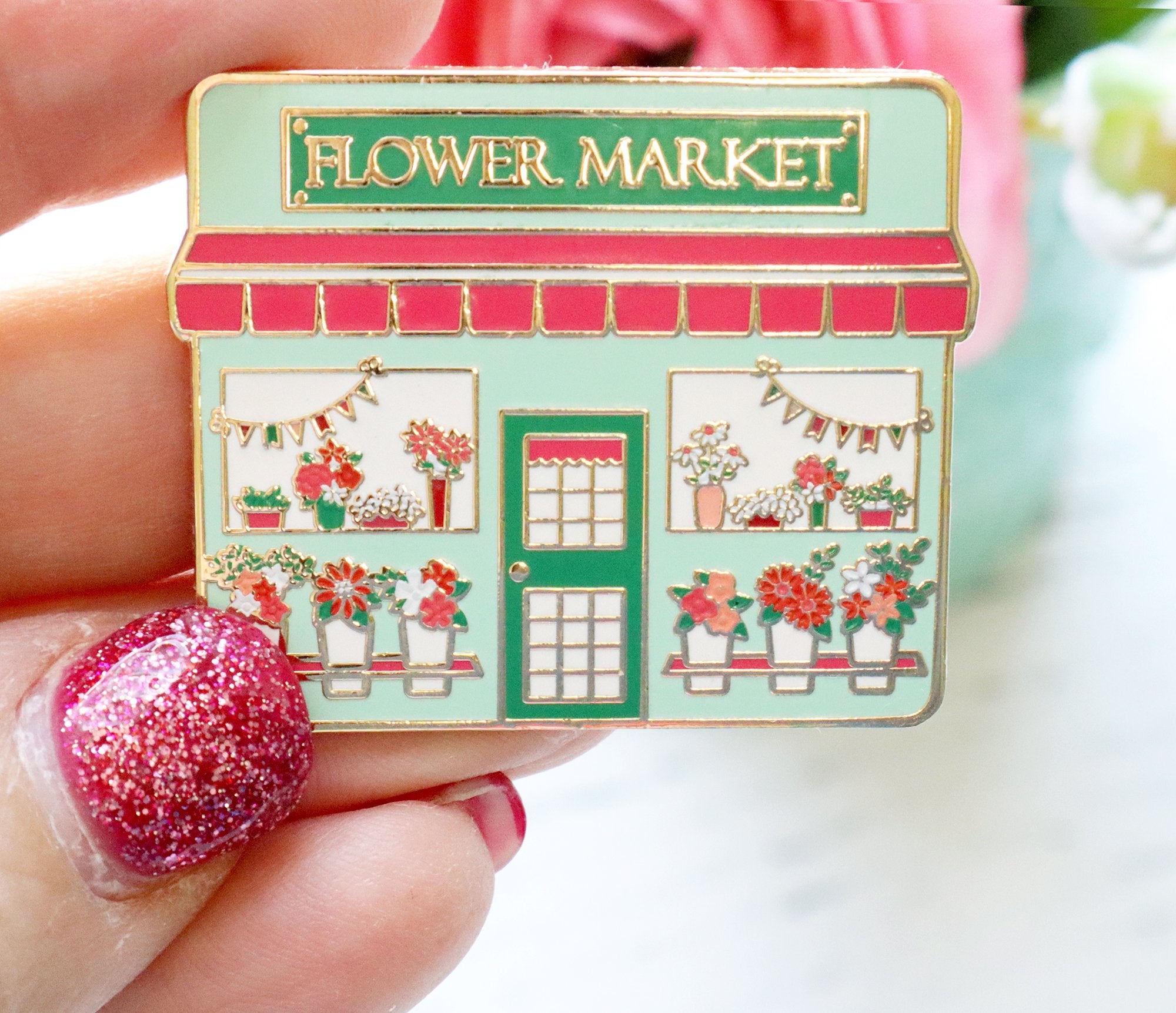 Flamingo Toes Flower Market Needle Minder - Magnetic Pin Cushion for Sewing, Quilting, Embroidery & Crafting - Perfect for Needlework, DIY Projects & Fabric Arts
