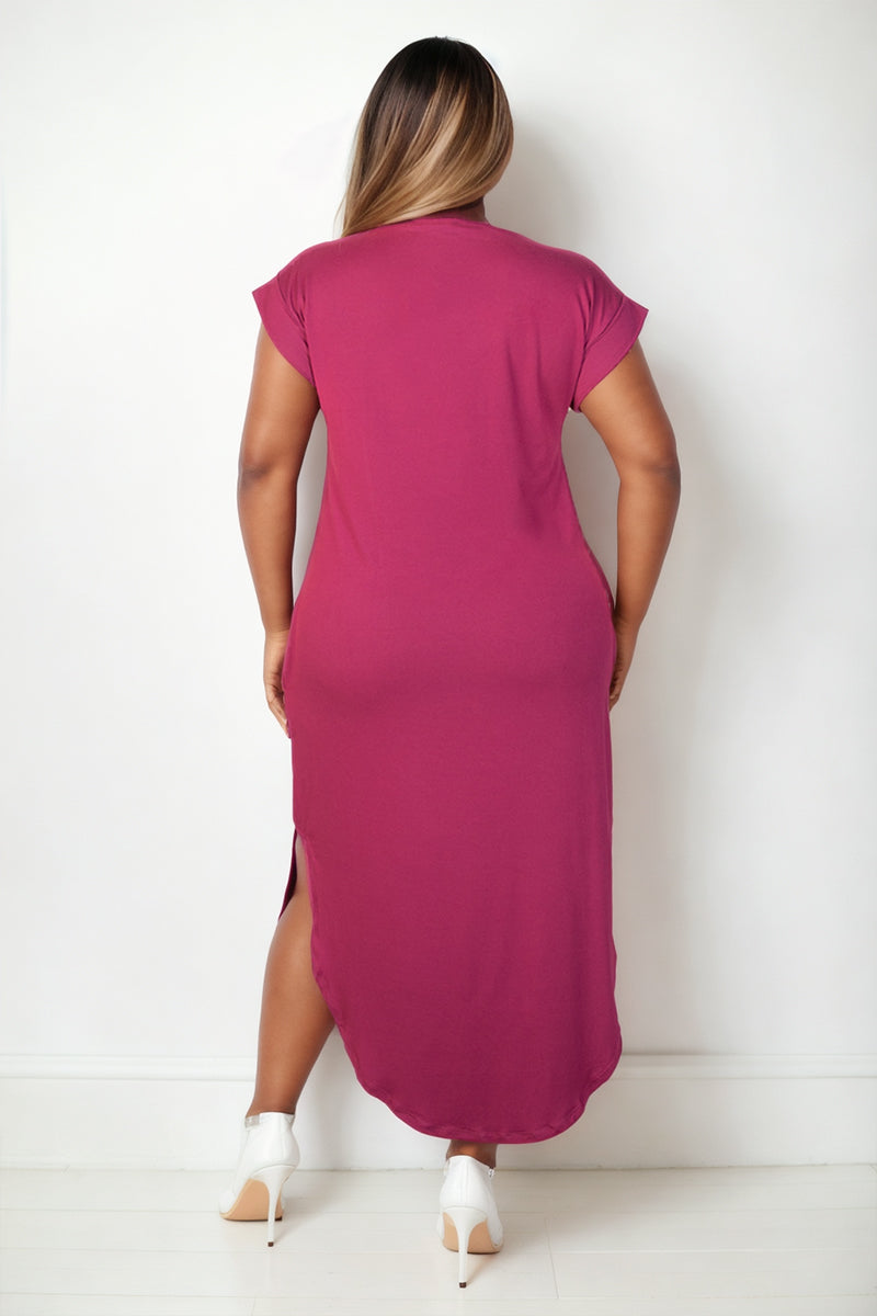 Plus Size Hidden Pocket Batwing Sleeve V Neck Long Dress - Women's Flowy Maxi Dress for Casual Wear, Travel & Special Occasions | CAPELLA Collection