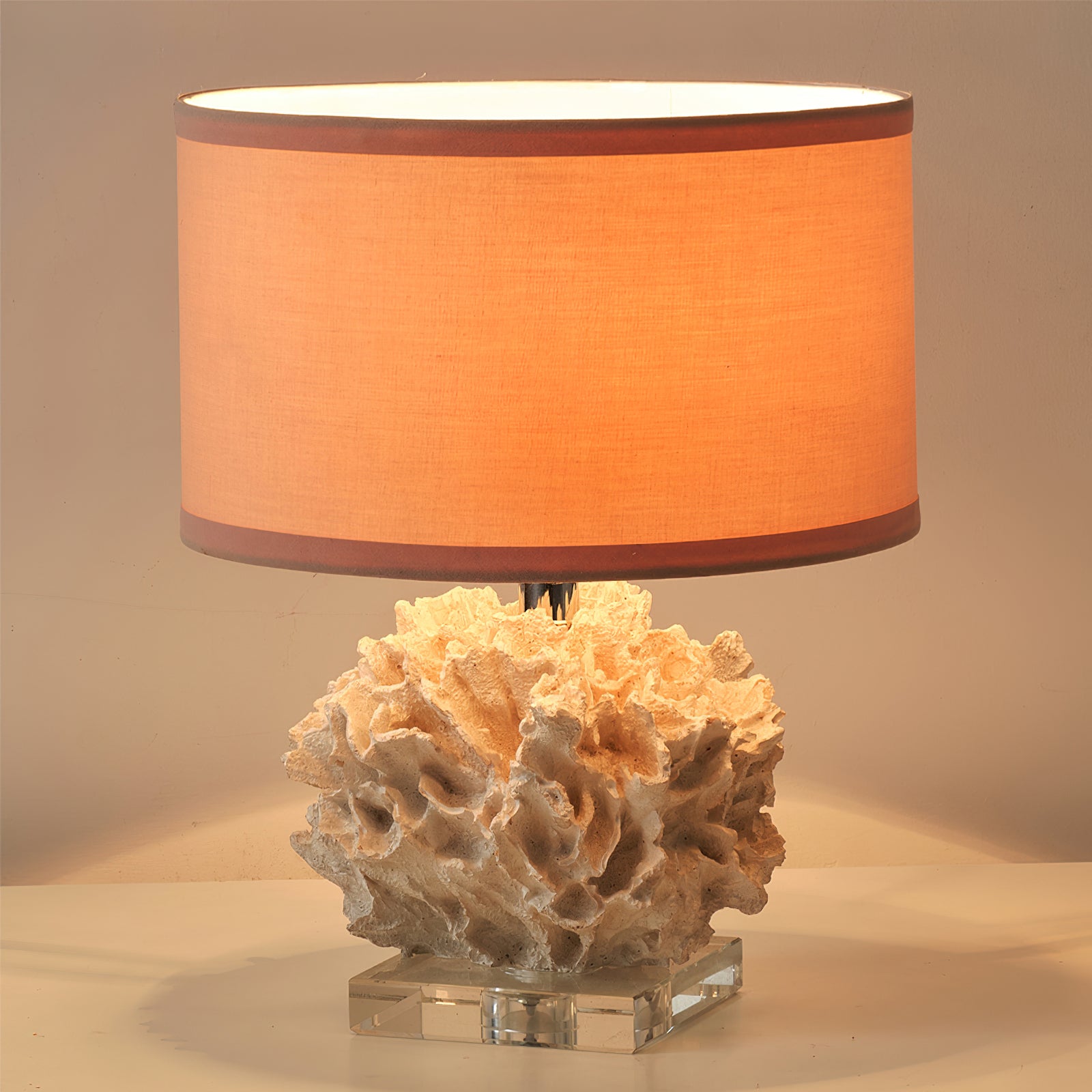 Caribbean Coral Table Lamp - Handcrafted Coastal Decor for Living Room, Bedroom & Office - Perfect for Beach House & Nautical Theme Decor