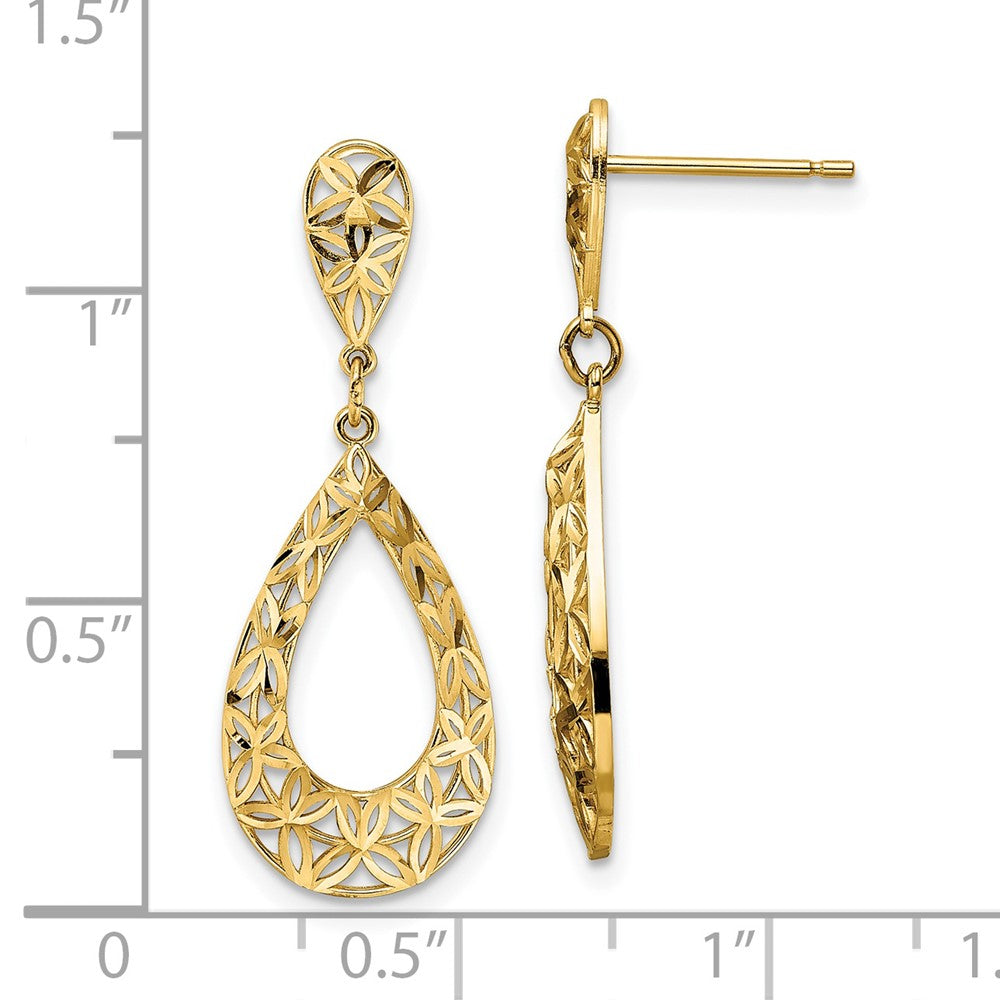 Gold Diamond Cut Dangle Post Earrings for Women - Elegant Fashion Jewelry Gift (Model YE1934) | Perfect for Parties, Weddings & Special Occasions