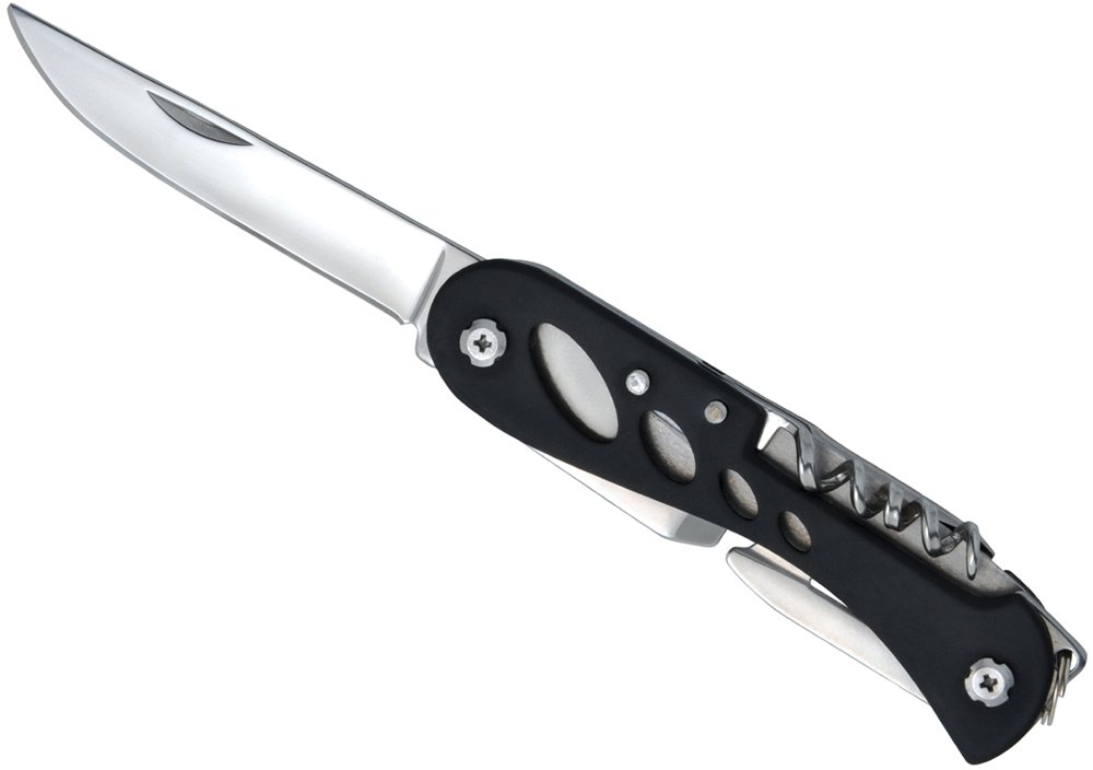 Barrow 7-in-1 Multitool - Compact Black Stainless Steel Pocket Knife with Screwdriver, Bottle Opener & More - Perfect for Camping, Hiking, EDC & Outdoor Adventures