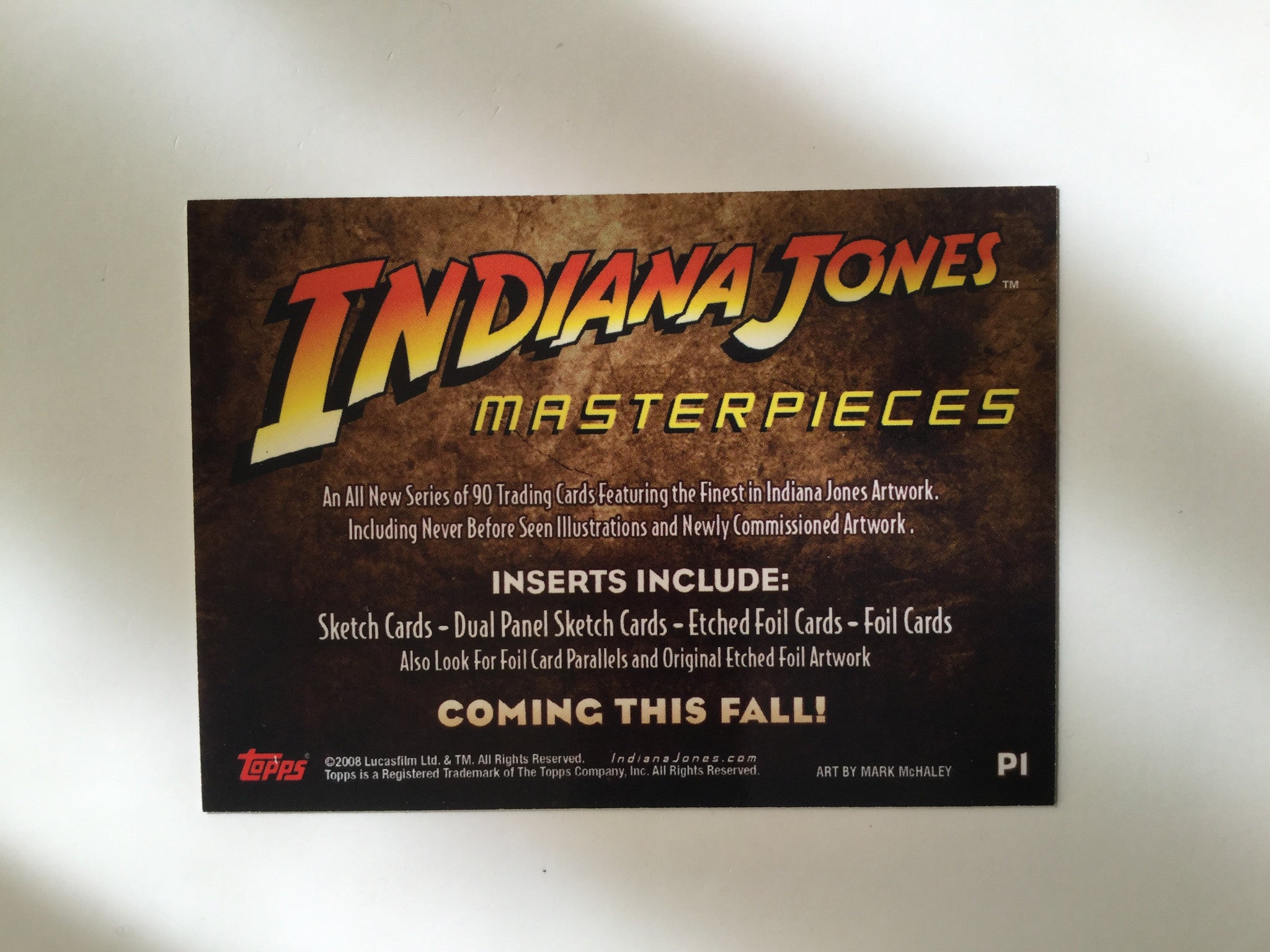 Rare Indiana Jones Masterpieces Topps Promo Trading Card - Collectible Memorabilia for Fans & Movie Enthusiasts