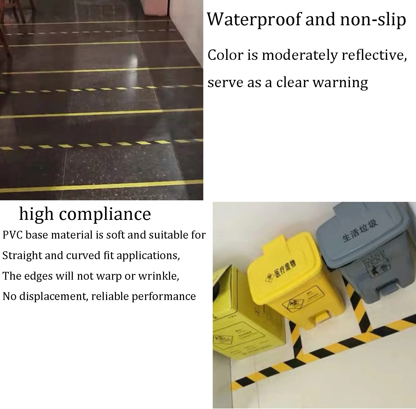 WSNDY 8cm x 33m Safety Hazard Warning Tape - Adhesive Floor Marking Barrier & Social Distancing Tape (Green/White) | Ideal for Construction Sites, Warehouses & Public Spaces