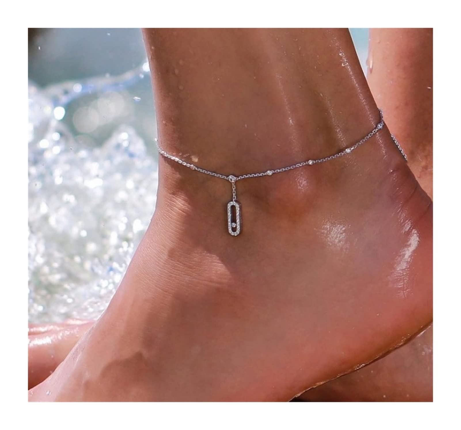 Women's Fashion Ankle Bracelet - Stylish Barefoot Sandals & Foot Chain Jewelry for Beach, Summer & Boho Outfits (Grey)