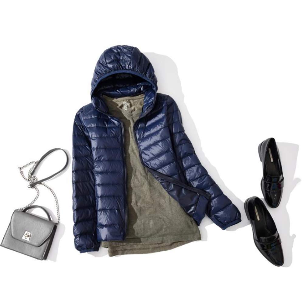 Women's Lightweight Short Puffer Jacket with Hood - Large Size Down Coat for Winter Warmth, Outdoor Activities & Casual Wear