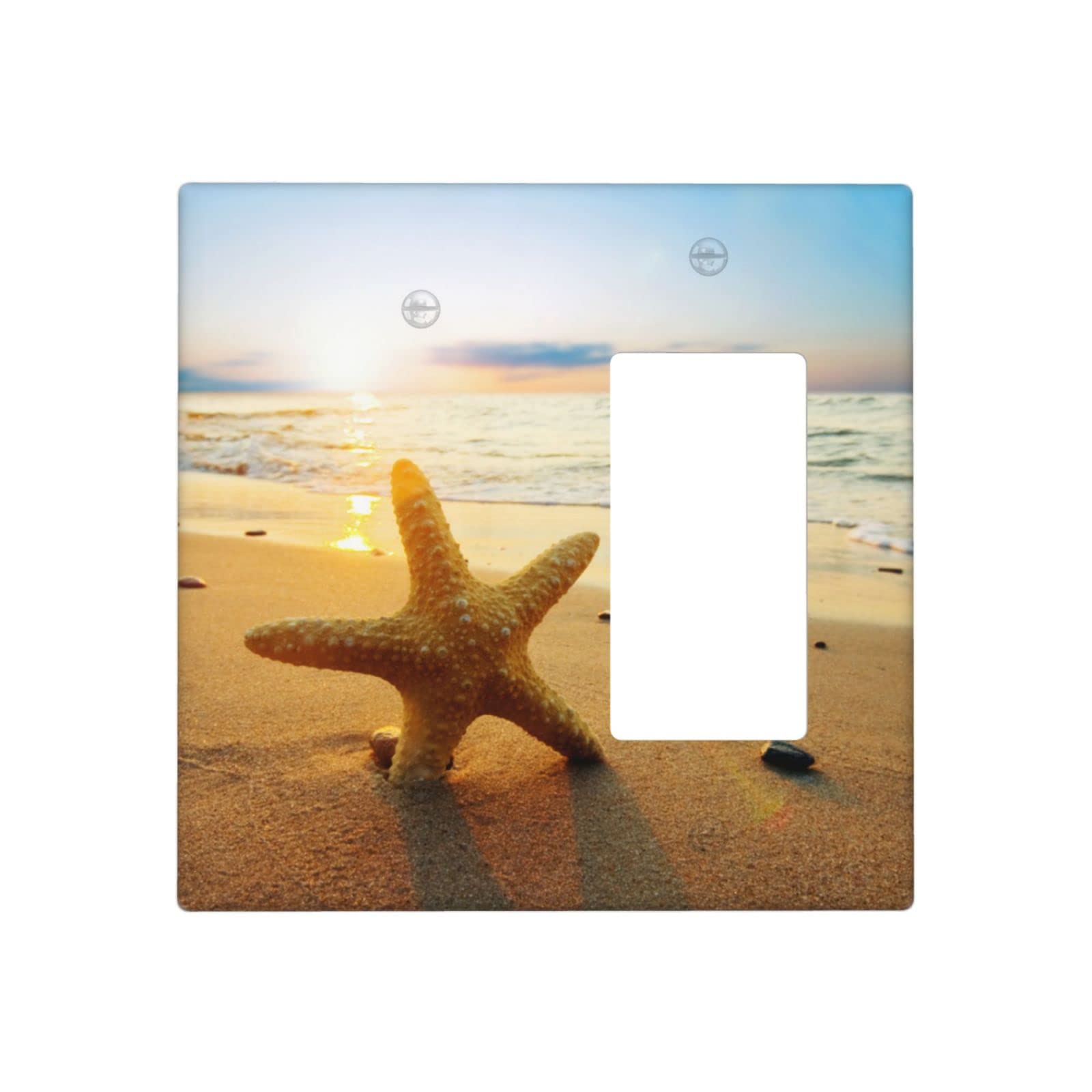 Starfish Beach Coastal Nautical Switch Plates - Ocean Themed Bathroom & Kitchen Accessories - Blank & Decorator Outlet Covers - Perfect for Coastal Home Decor, Beach House, and Nautical Themed Rooms