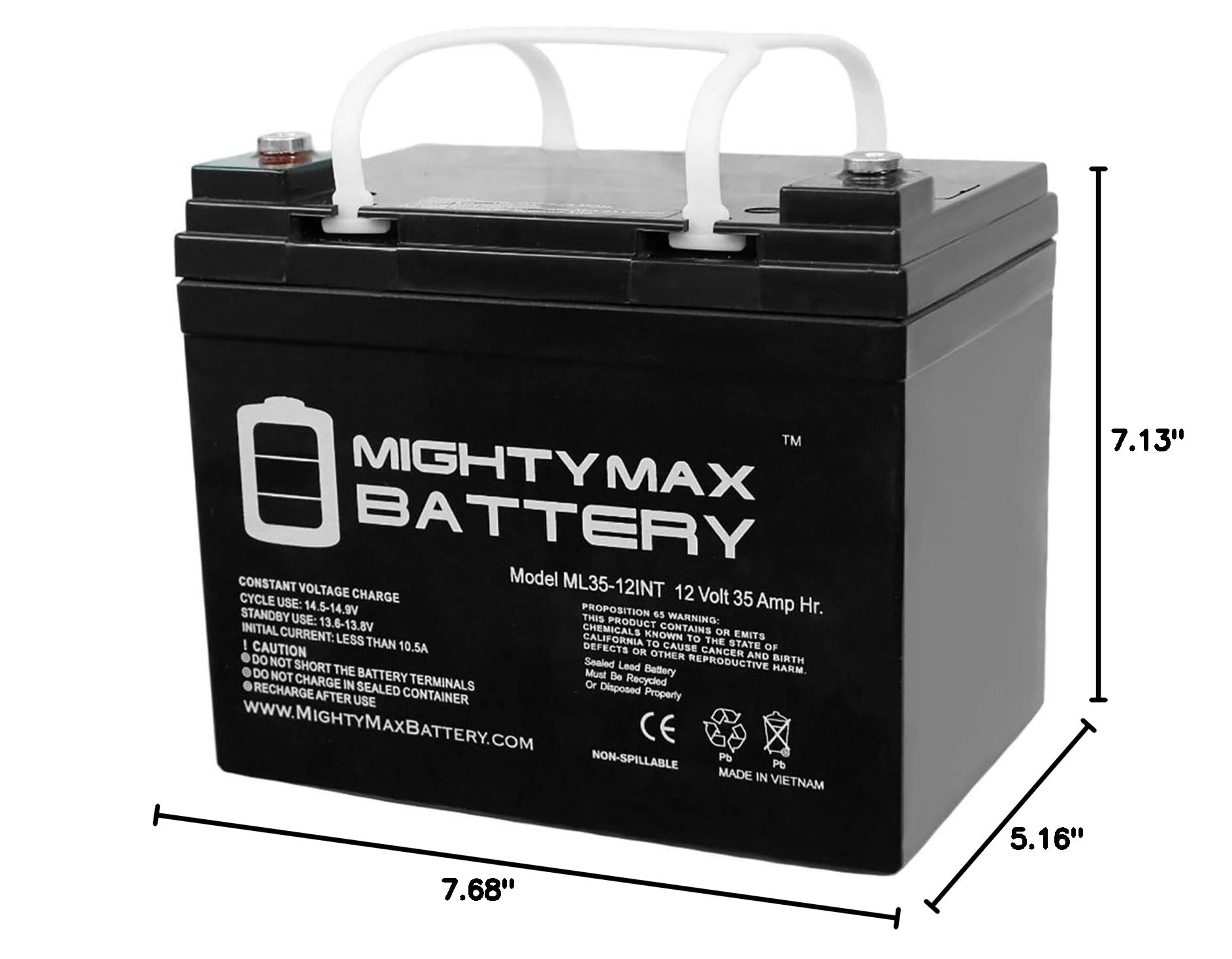 Mighty Max 12V 35AH SLA Internal Thread Rechargeable Battery for ActiveCare Pilot 2410 C - Replacement Power Supply for Medical Equipment, Emergency Lights, and Security Systems