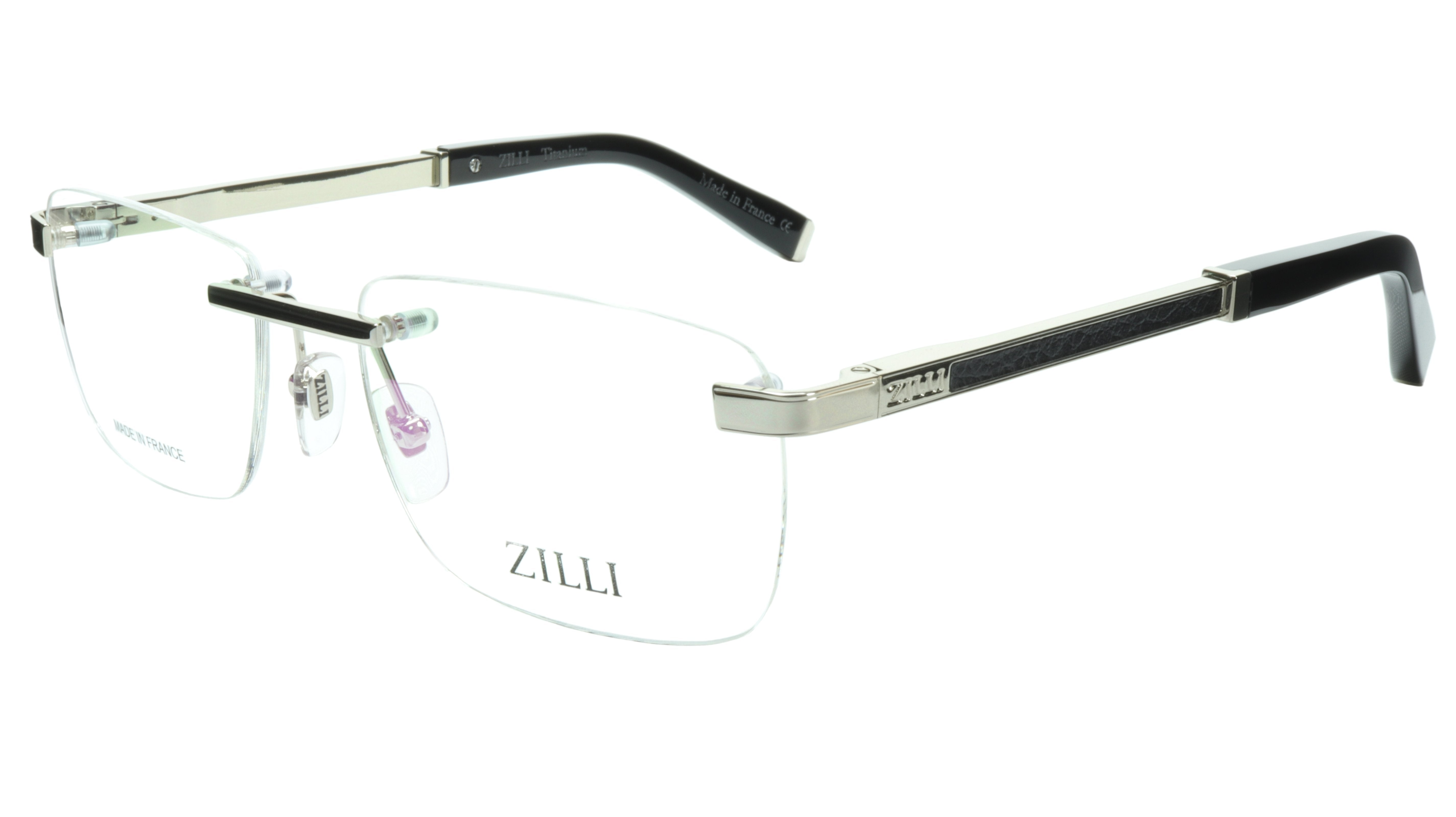 ZILLI Titanium Acetate Eyeglasses Frame - Silver French Made ZI 60034 C07 | Lightweight & Durable Glasses for Work, Reading & Fashion