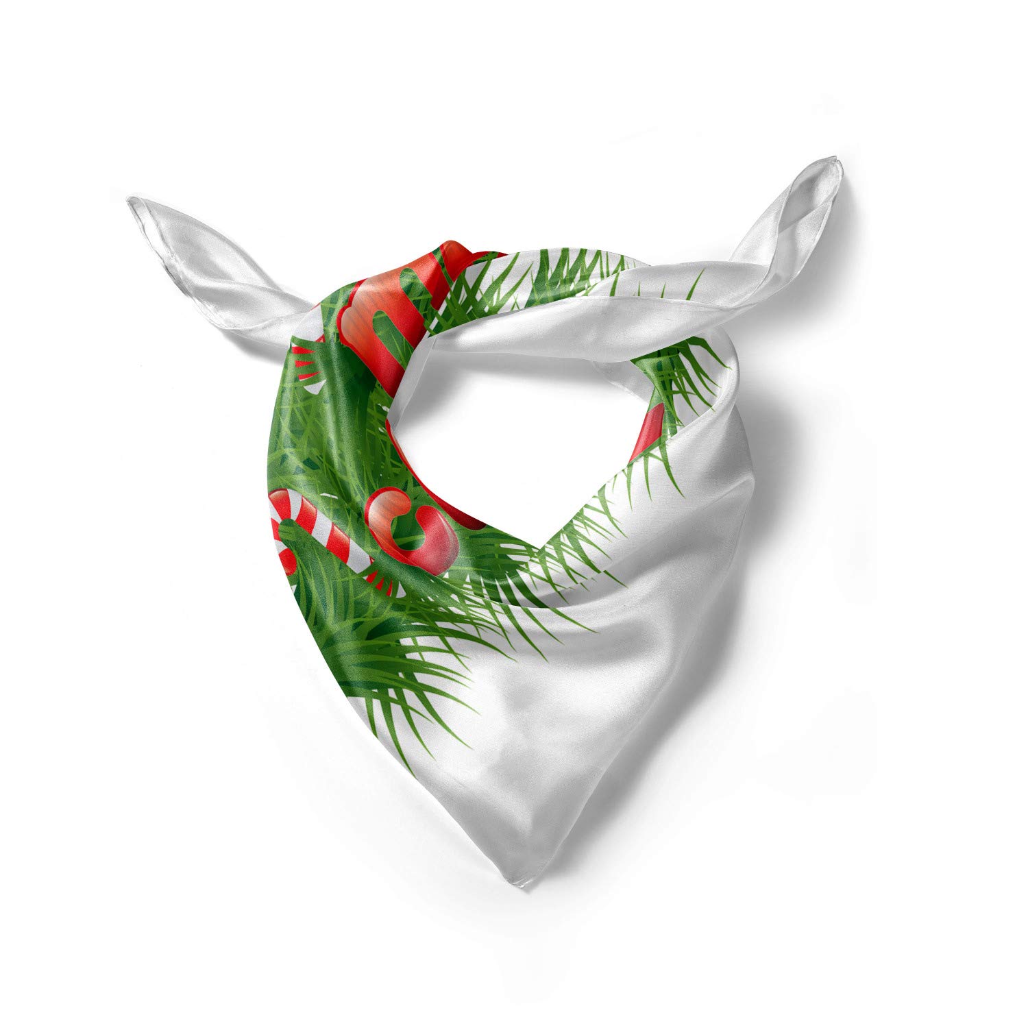 Ambesonne Christmas Hair Scarf - Festive Candy Canes Garland Head Wrap for Women - Holiday Party Accessory & Winter Fashion Statement