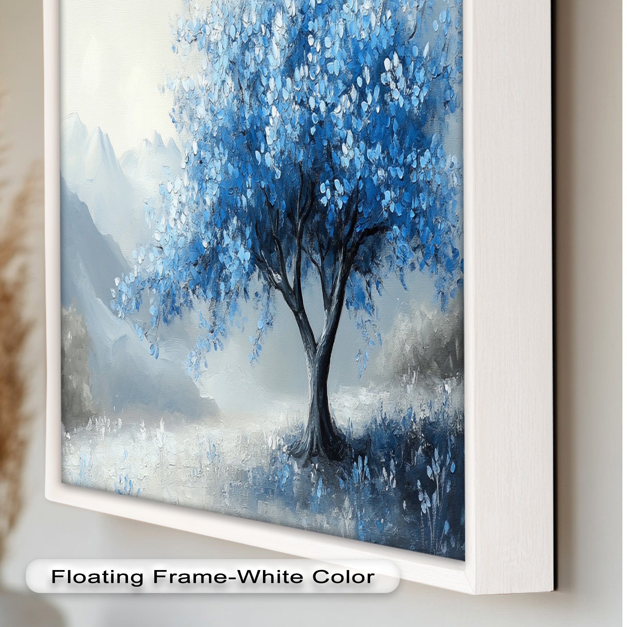 Blue Tree Landscape Oil Painting - Handmade Canvas Art for Home & Office Decor, Living Room Wall Art, Gift Idea
