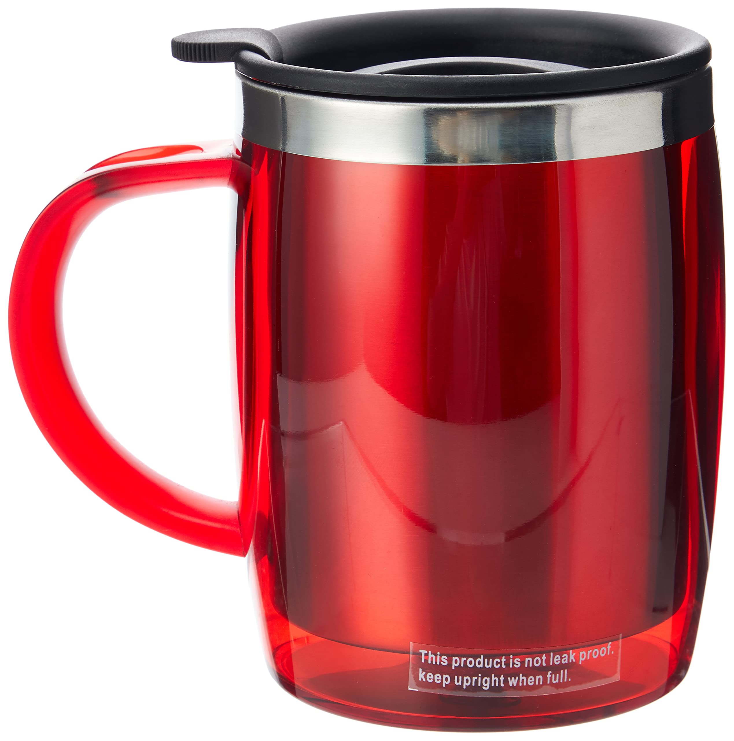 Thermos Thermocafe Stainless Steel Vacuum Insulated Coffee Mug - 15 oz (450ml) Red, Keeps Hot/Cold for Hours - Perfect for Office, Home & Travel Use