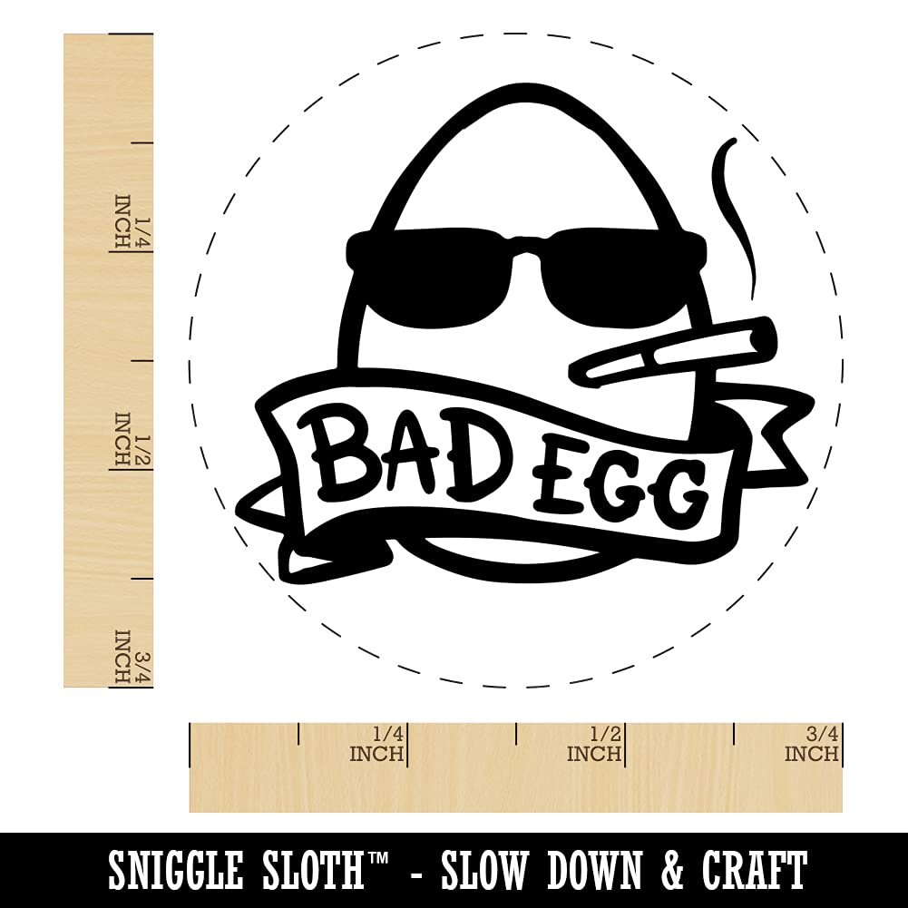 Bad Egg Punk with Sunglasses & Banner Chicken Egg Rubber Stamp - 3/4 Inch Small - Perfect for DIY Crafts, Scrapbooking & Card Making