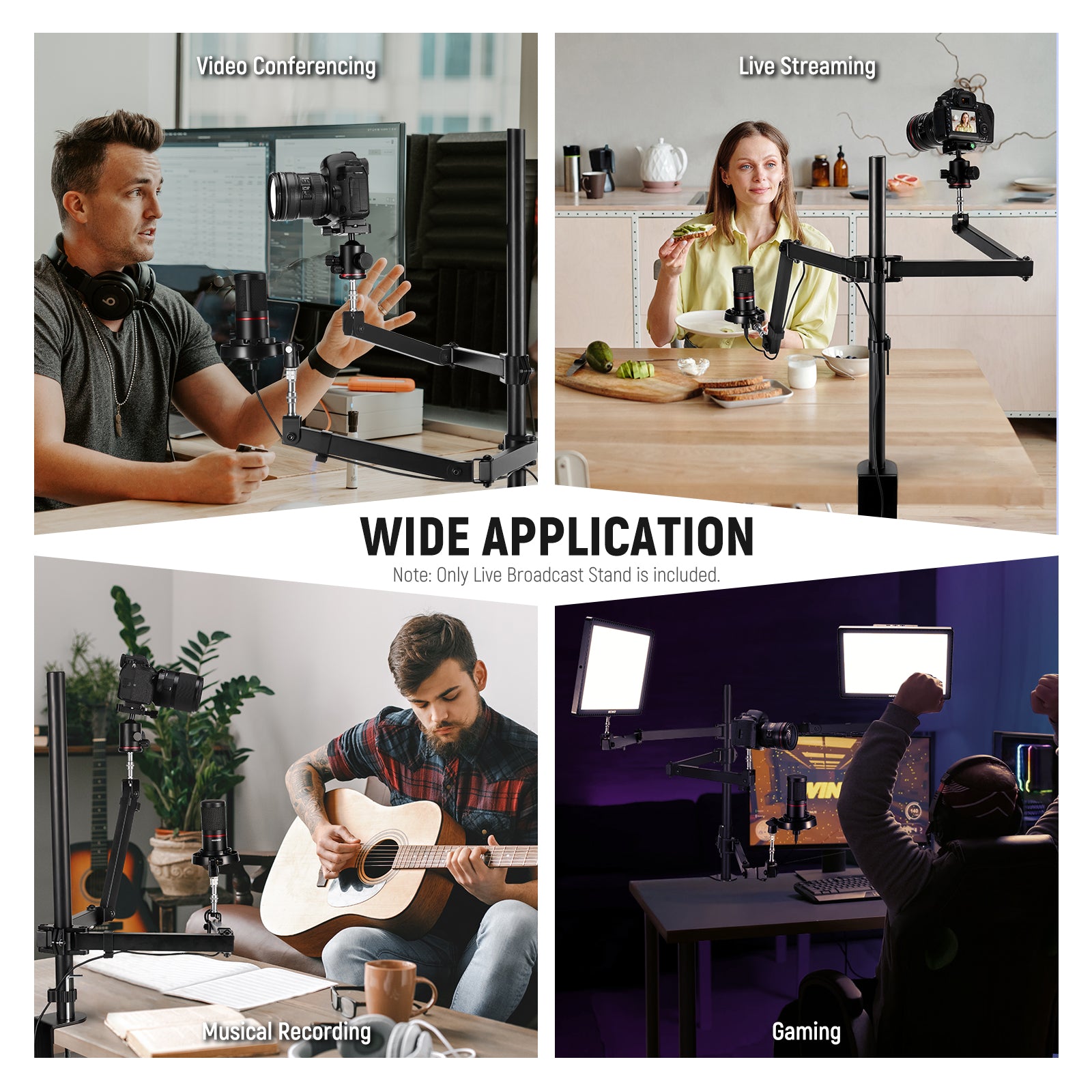 NEEWER ST004 Adjustable Desktop Camera Stand for DSLR, Webcam & Smartphone - Perfect for Live Streaming, Video Calls & Content Creation