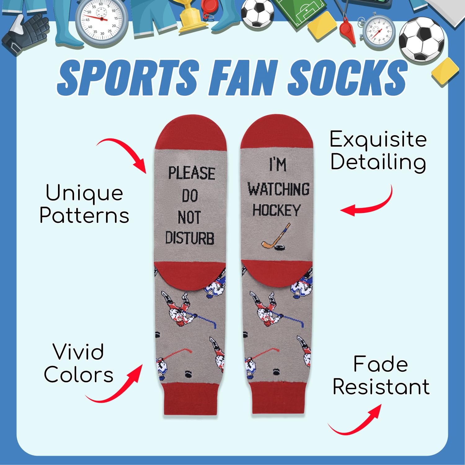 Hockey Game Socks for Men - Best Sports Gifts for Hockey Lovers & Fans - Perfect for Game Day, Training, and Fan Support